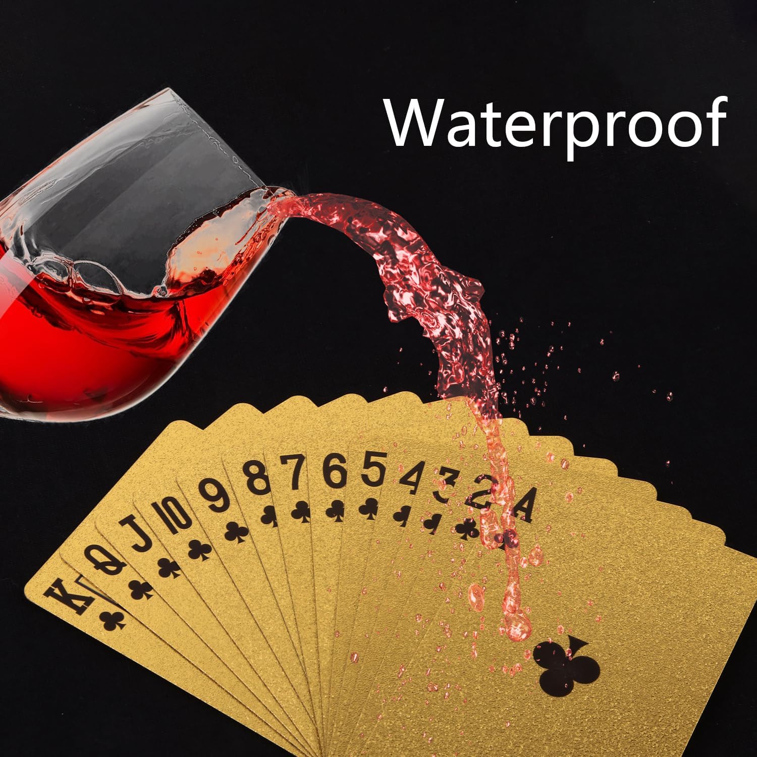 Vijiv 2 PCS Luxury Gold Poker Playing Cards Deck Waterproof Plastic Foil for 1920 Gatsby Party Decor Adults Games Gifts