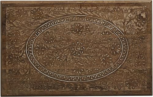 Miniatura 6 de Deco 79 Mesa decorativa rectangular de madera con parte superior de madera marrón, juego de 2 20 pulgadas, 24 pulgadas de alto, blanco