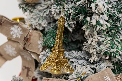 Miniatura 4 de Adorno de Navidad de la Torre Eiffel de París, 2 unidades, adornos de cristal soplado para árbol de Navidad