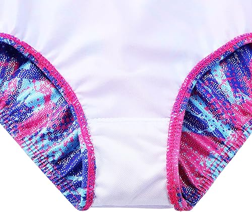 Miniatura 5 de TFJH E Leotardos de gimnasia para niñas, ropa de ballet para práctica, espalda cruzada, de una pieza, 3-12 años