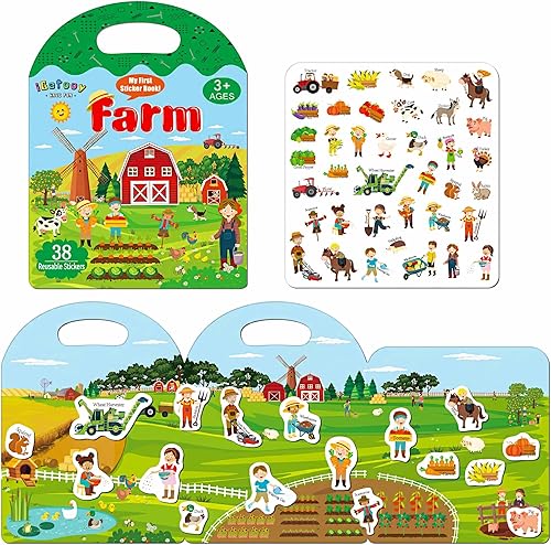 Miniatura 9 de iGetooy Libro de calcomanías reutilizables para niños de 2 a 4 años, 3 juegos de calcomanías de gelatina, libros de actividades, 116 calcomanías