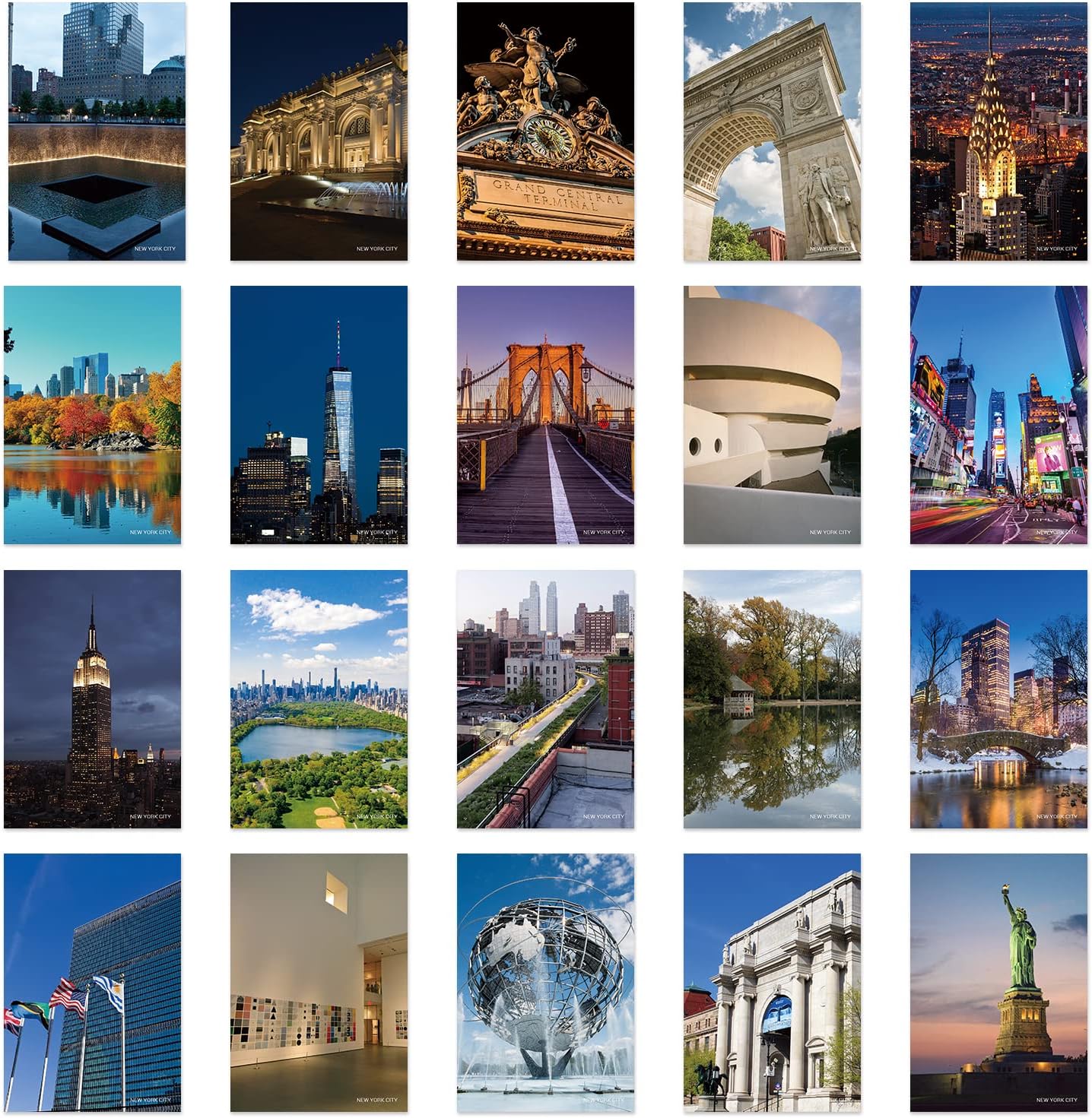 xtvinvmUS City New York Travel Postcards from Around the World Vintage Postcard Pack for Mailing Business Christmas Holiday Birthday Postcards with Mailing Side Set of 20