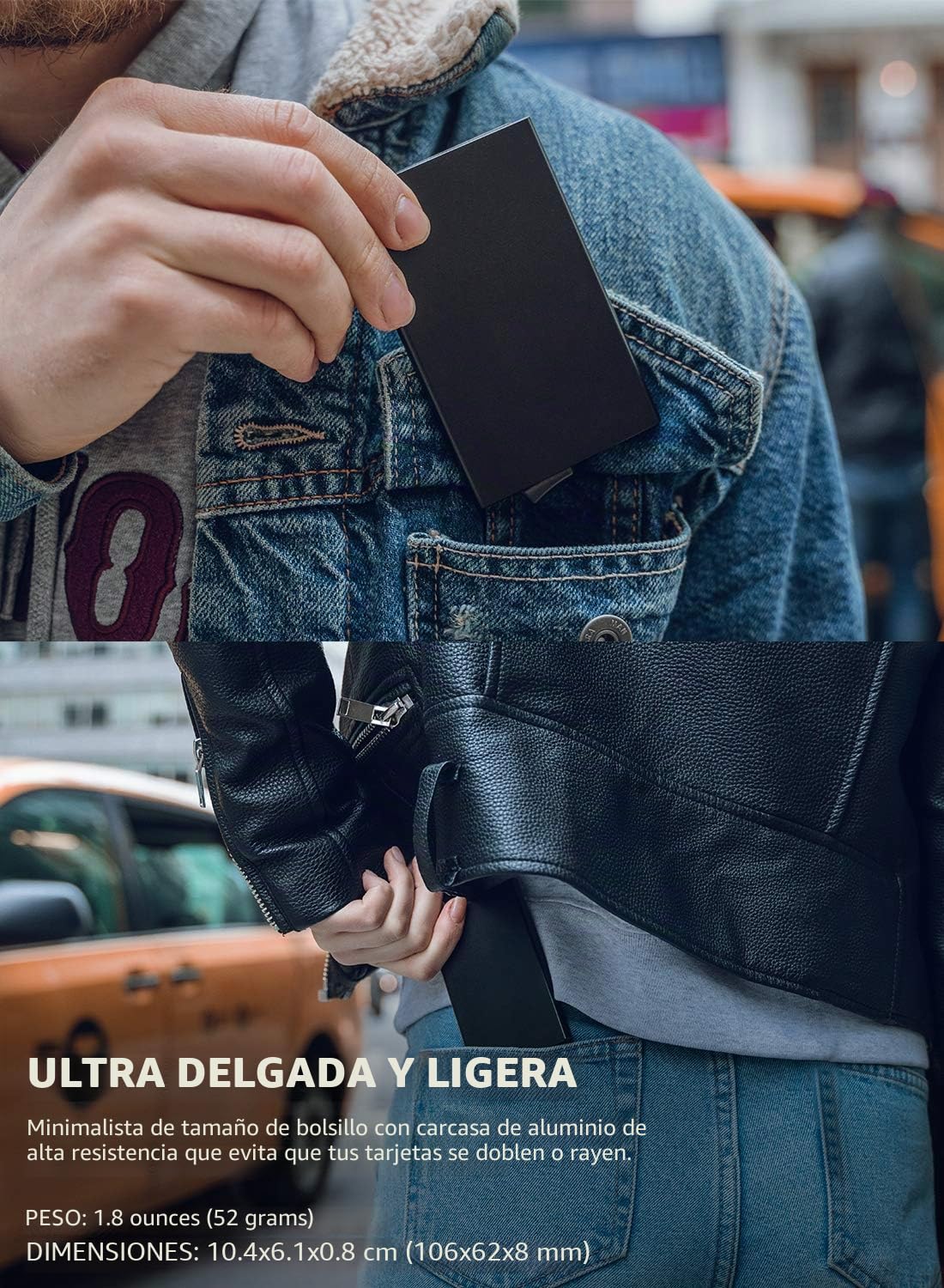 VULKIT Tarjetero Hombre o Mujer Pequeño Tarjeteros Metalico RFID Bloqueo Porta Tarjetas Slim Porta Cartoes Homem Pop Up Funda Tarjeta Credito para 5 Tarjetas