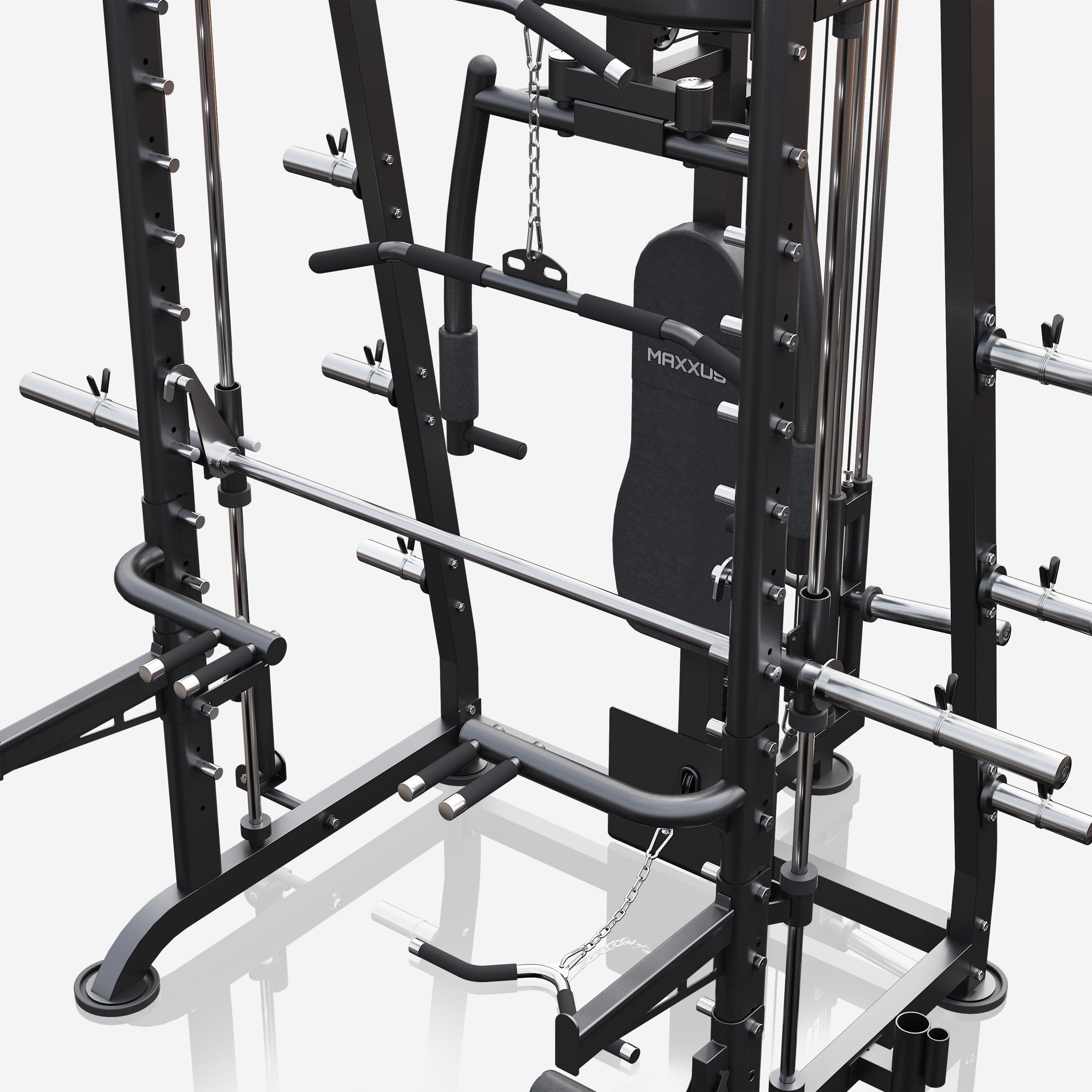 MAXXUS Kraftstation Multipresse 8.1 – Smith Machine mit Hantelbank, Butterfly, Kabelzug, Latzug, Klimmzugstation & Dip-Station, bis 250 kg für Zuhause