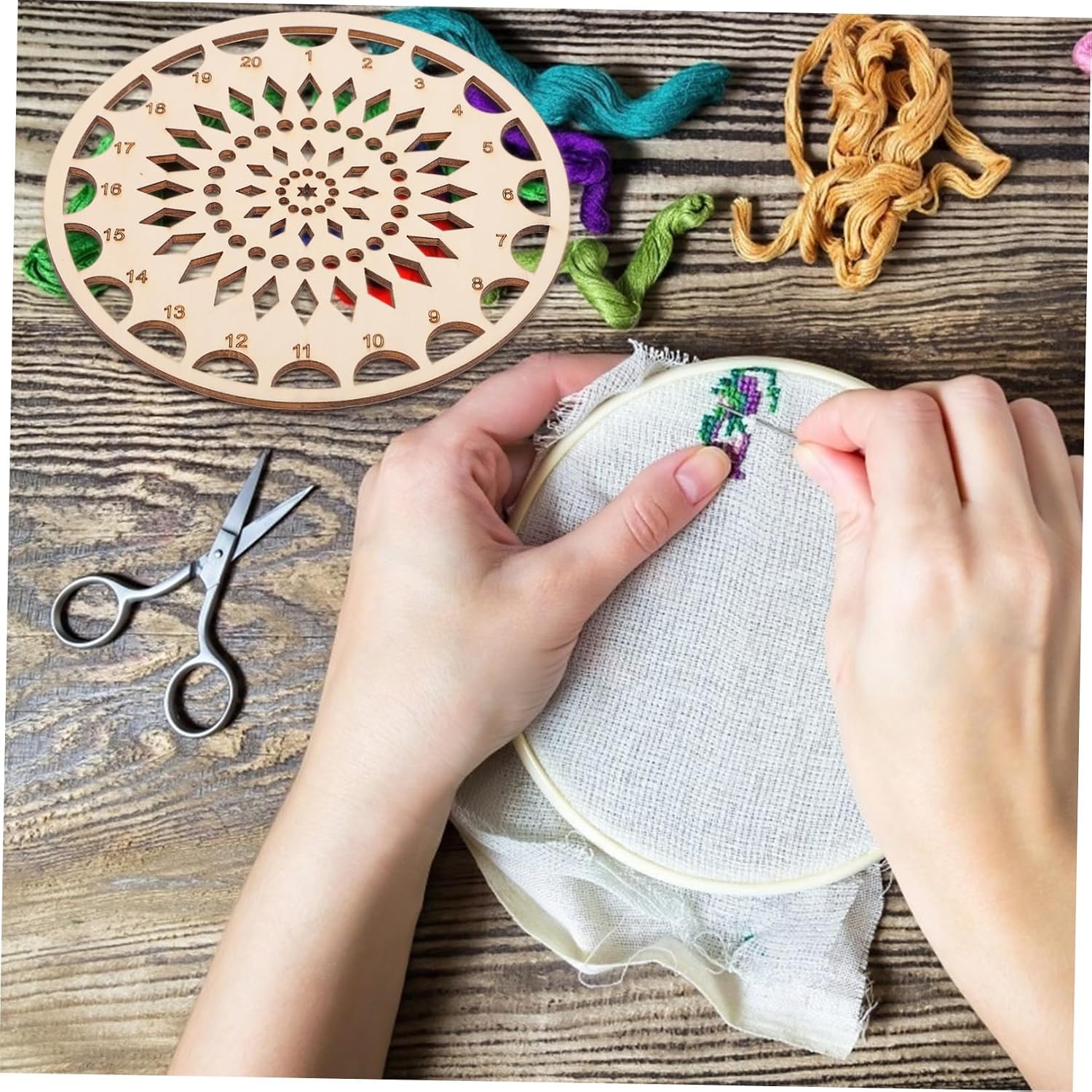 Embroidery Floss Organizer Wood Cross Stitch Thread Organizer and Floss Holder Needlework Thread Sorter Cross Stitch Accessories