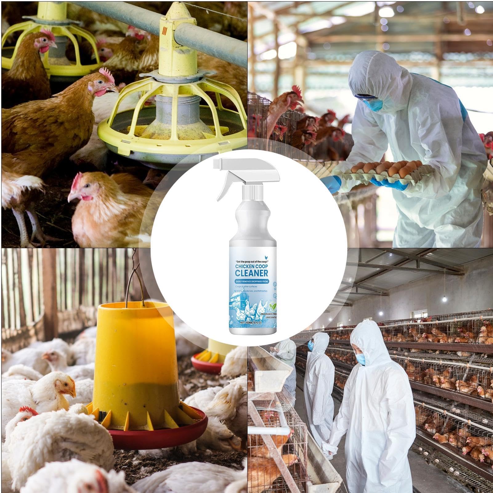 Coop Refresh,Spray de control de olores, limpiador y desodorante de gallineros, limpiador natural de segura para eliminar la suciedad y los olores