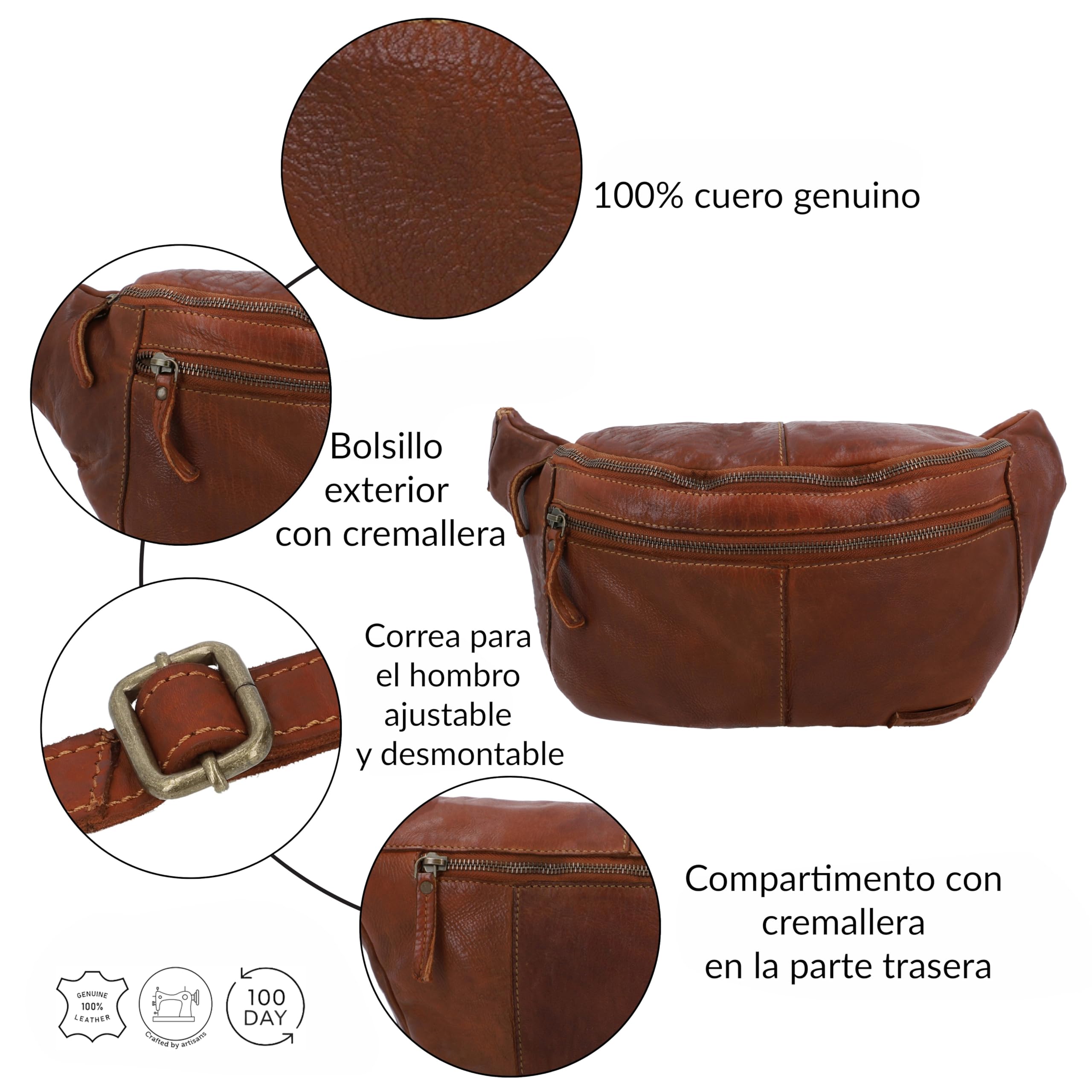 Gusti Freya - Riñonera de piel para hombre y mujer, Braun 2, Einheitsgröße, Retro