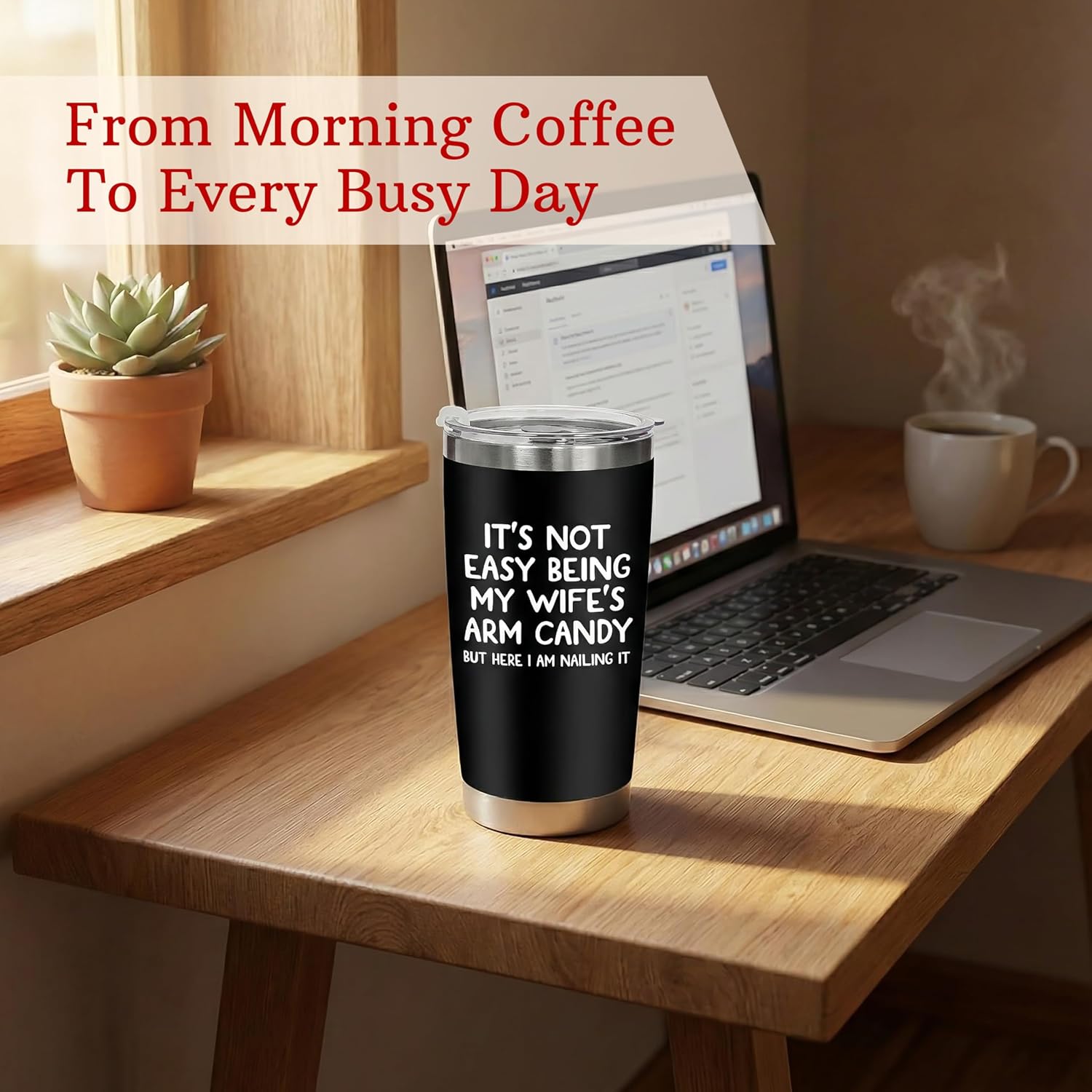 Valentines Day Gifts For Husband from Wife - 20 oz Stainless Steel Insulated Coffee Tumbler with Lid - Anniversary Wedding Birthday Gifts for Him Men Husband from Wife, Presents for Men - Image 7