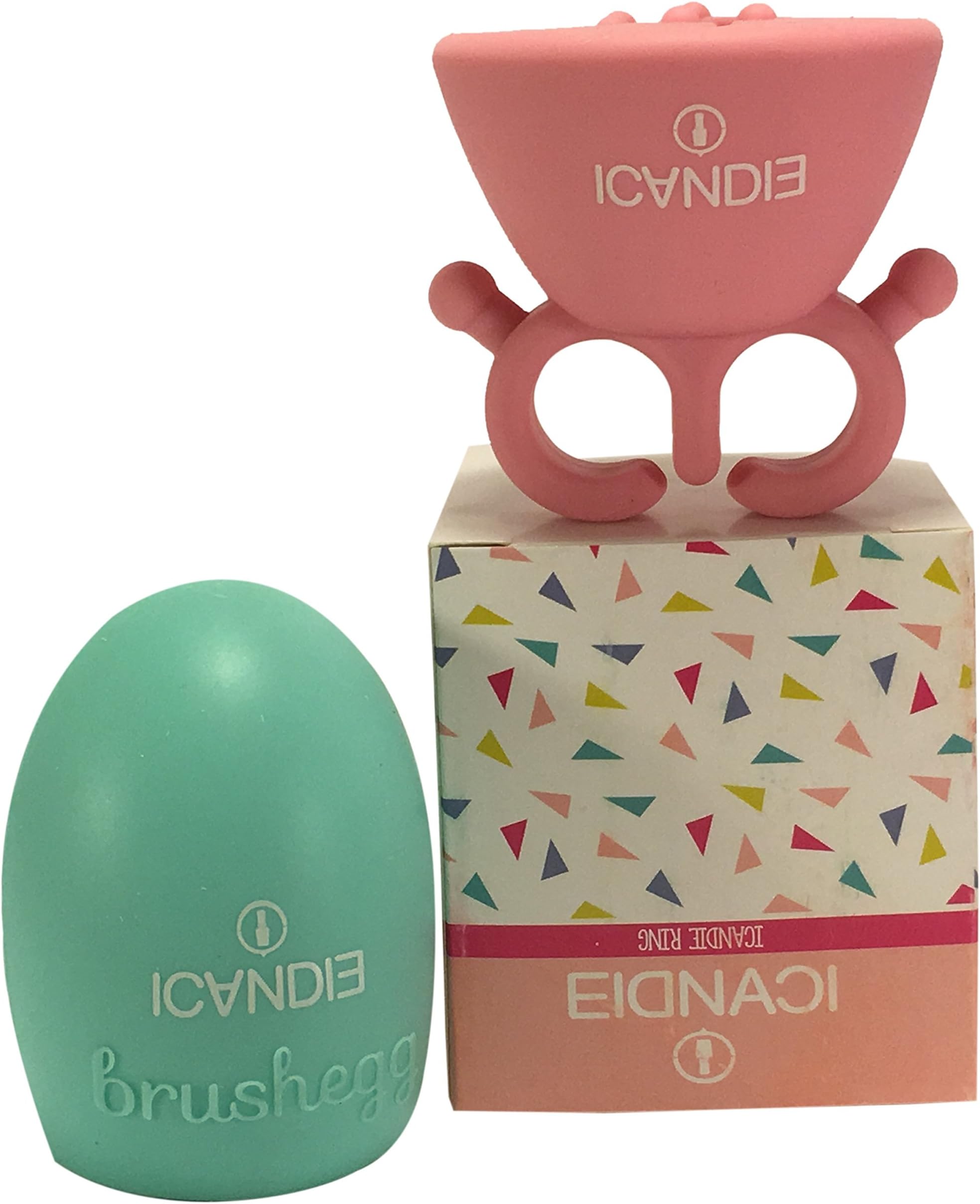 ICandie Modern Wearable Nail Polish Bottle Holder with FREE Egg Shaped Makeup Brush Cleaner (Pink Lemonade)