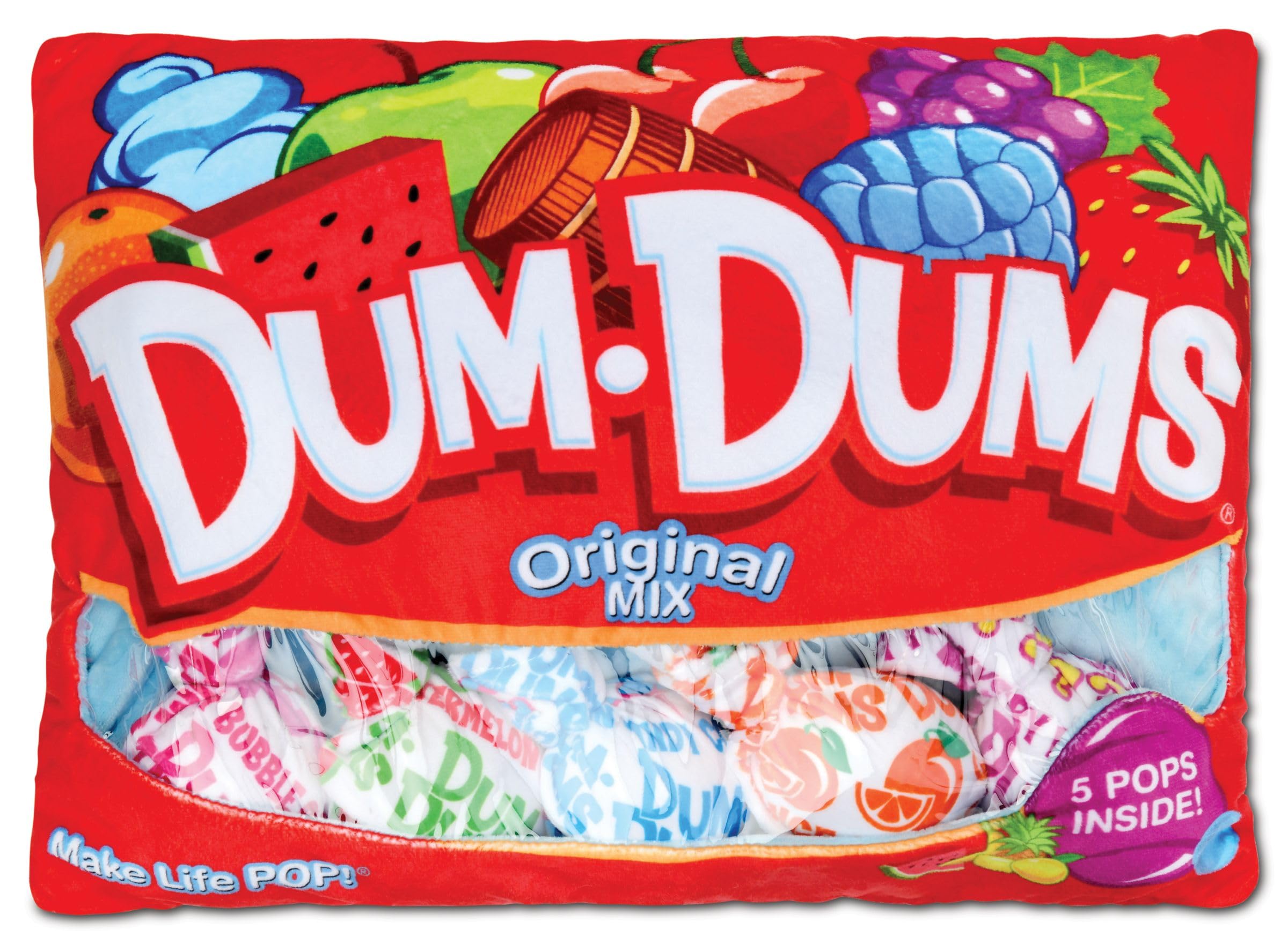 iscreamDum Dums Pops Package 17.5" x 13.75" Pillow Set with Mini Lollipop Candy Pillows