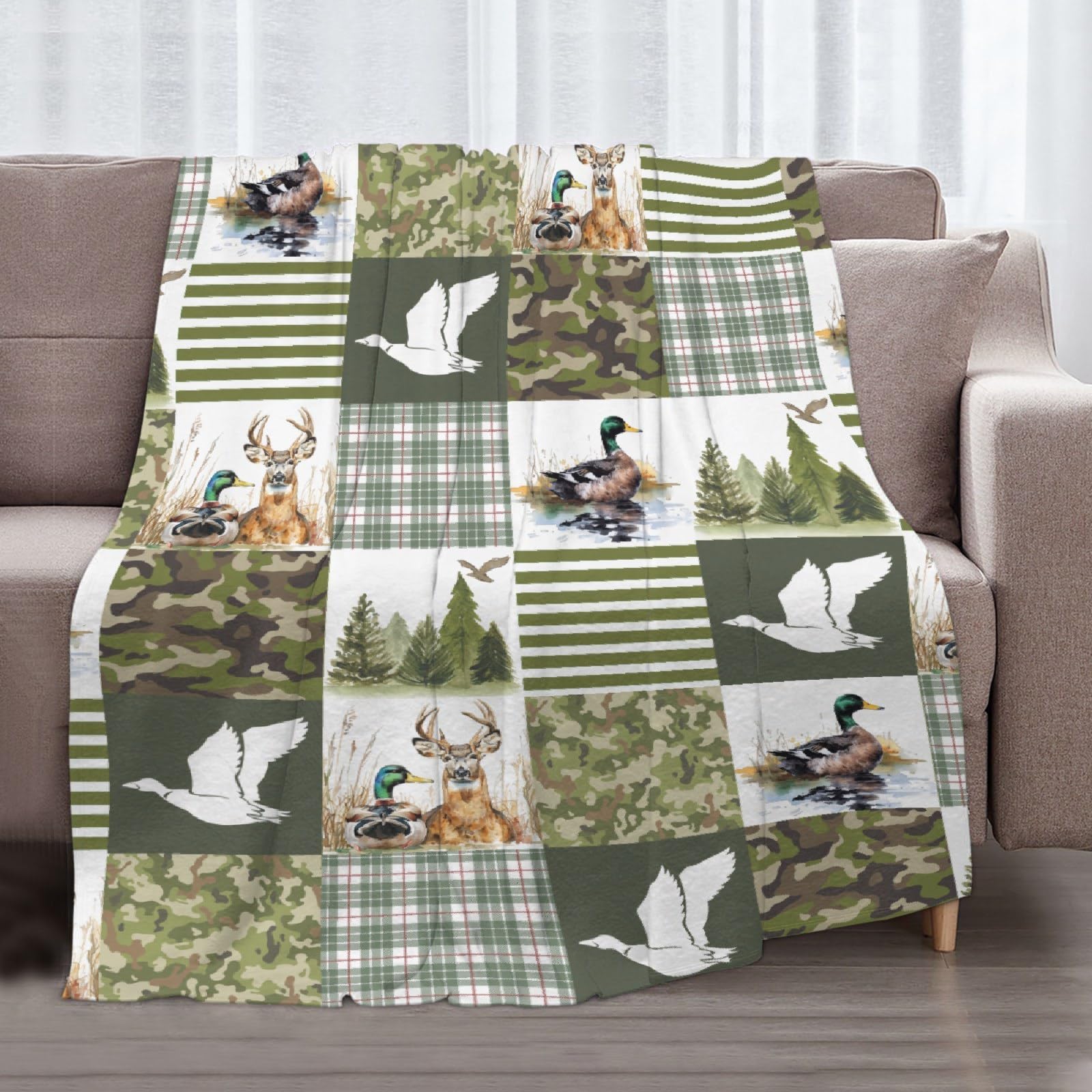 Wild Duck Mallard Throw Blanket, Ultra Soft Flannel Home Decor for Bed Couch Living Room, Duck Lover Gifts, 40