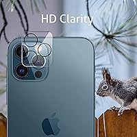 Vista 3 de Ailun Paquete de 2 protectores de pantalla para iPhone 12 Pro Max [6.7 pulgadas] + 2 protectores de lente de cámara, película de vidrio templado
