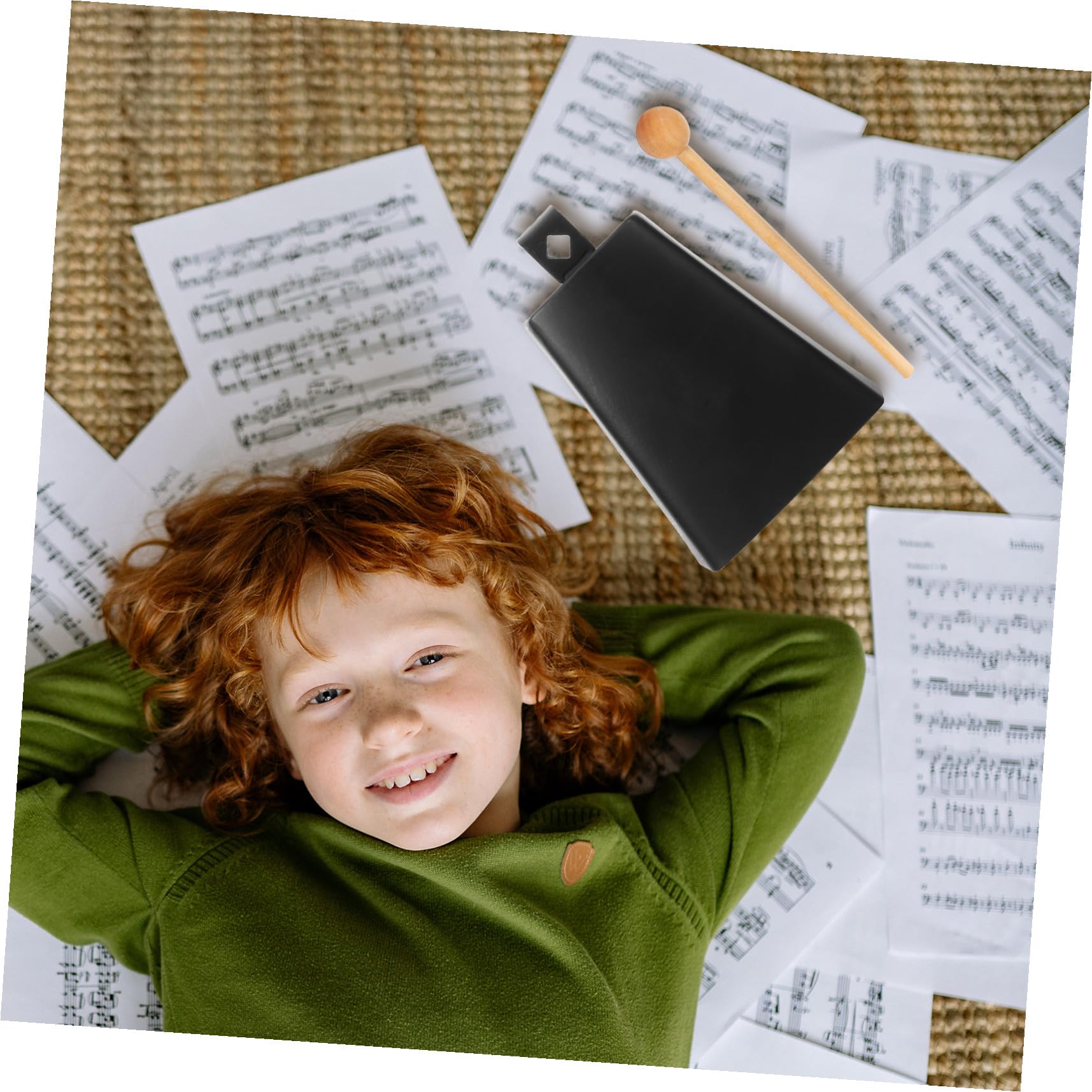 WOONEKY Cencerro de Metal Compacto para Percusión con Baqueta Instrumento Portátil para Eventos Deportivos y Práctica Musical para Principiantes y Desarrollo Rítmico Infantil