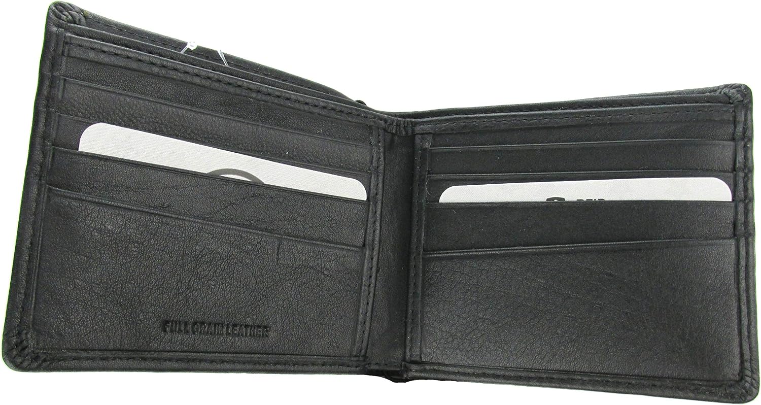 U.S. Navy Crest Bi-Fold Leather Wallet with RFID Protection - BLACK