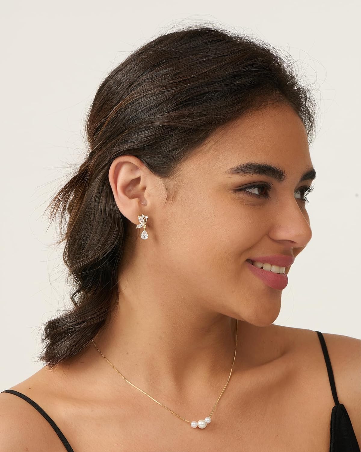 Cubic Zirconia Earrings - 14K Gold/Whte gold/Rose Gold Plated Cubic Zirconia CZ Diamond Wedding Earrings for Women Bridal Bridesmaid - Image 4