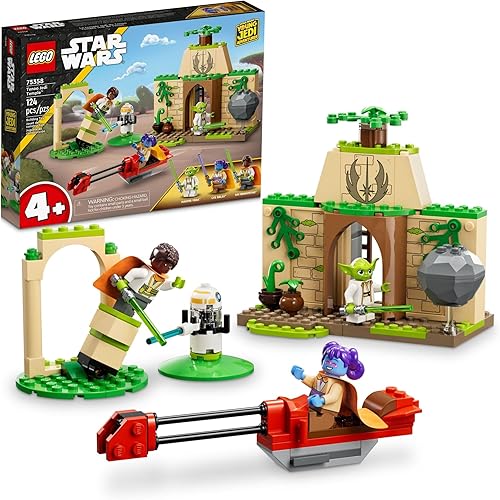 LEGO Star Wars Aventuras del joven Jedi, templo Tenoo Jedi 75358 Juguete de construcción con figuras de Kai Brightstar y Yoda, juego de iniciación