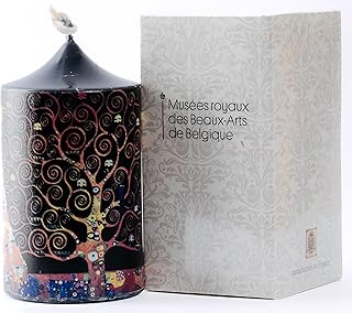 Bougie noire laquée imprimée - Klimt - L'Arbre de vie - Musée Royal des Beaux Arts de Bruxelles bougie bio française, Huile essentielle bois de Santal cadeau art décoration maison lemberg candles