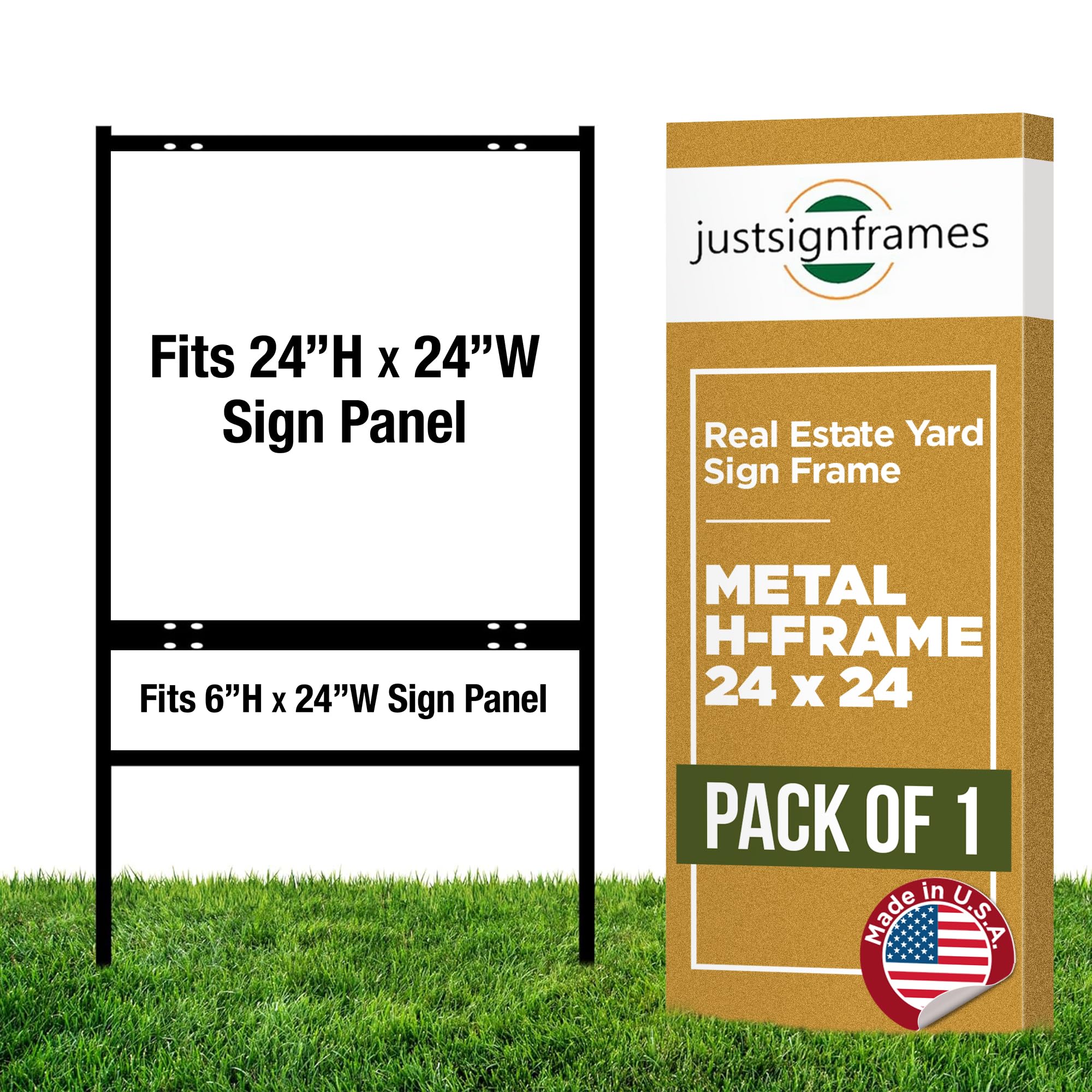 Generic Real Estate Yard Sign Metal H-Frame, 24 x 24 Slide-in with Rider, Black (Pack of 1), (C 228)