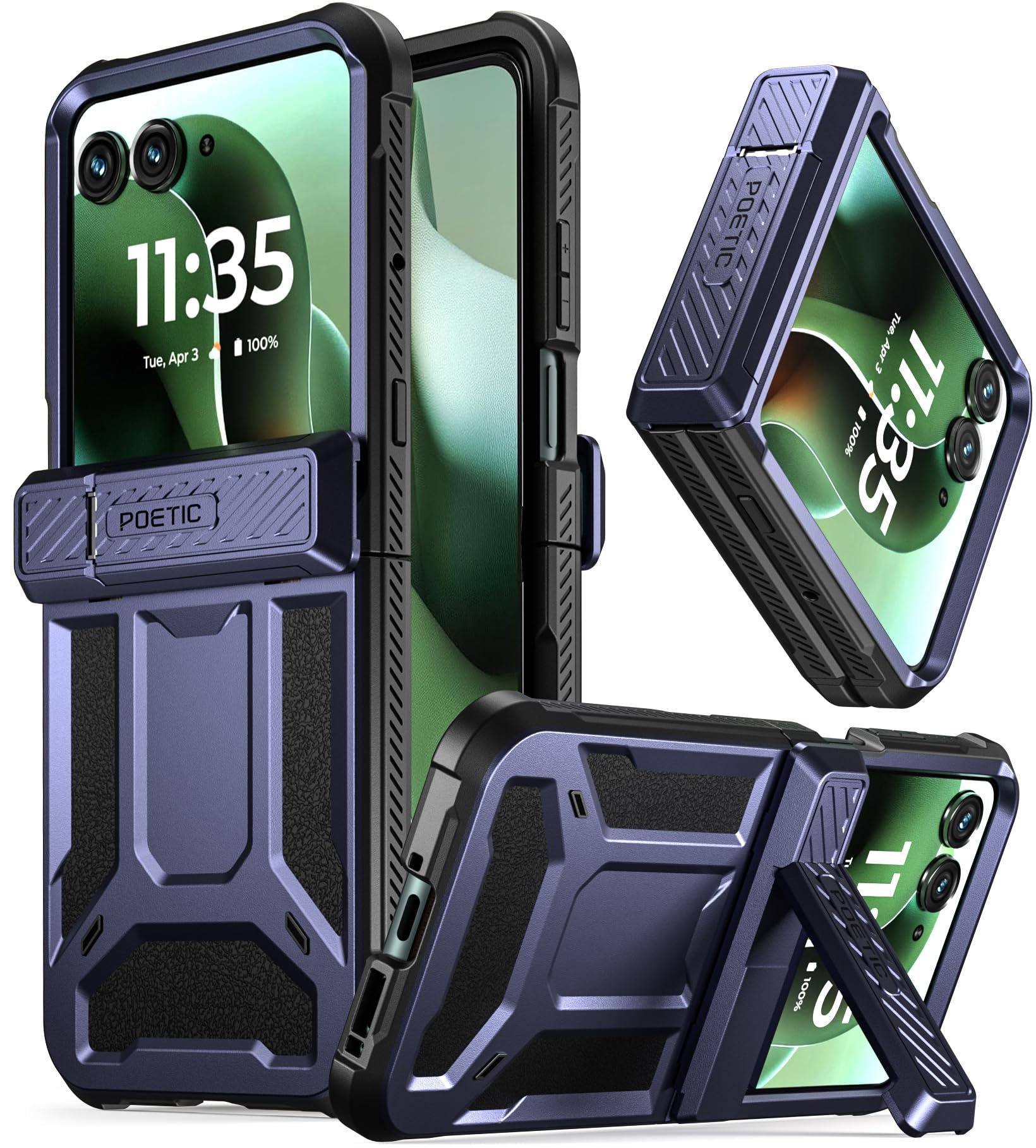 Poetic Spartan - Custodia per Motorola Moto Razr Ultra 2025, [Supporto][Protezione Cerniera][Testato Caduta 20FT Grado Militare], Custodia Protettiva Robusta Antiurto Corpo Intero con Supporto, Blu