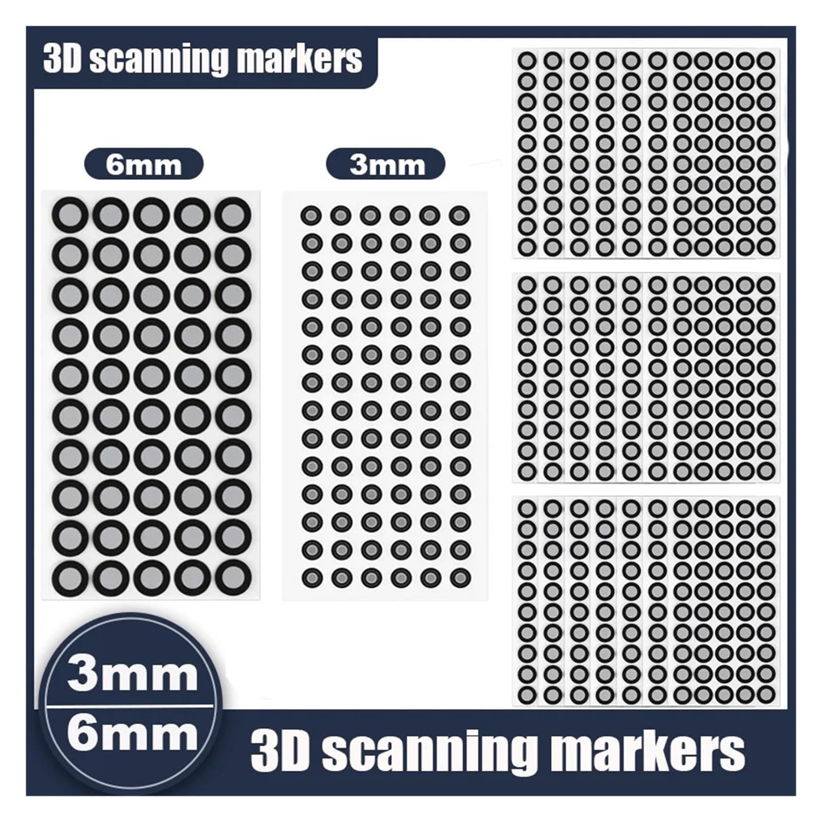 50 arkuszy znacznik punktu odniesienia skanowania 3D kompatybilny punkt odniesienia punktu śledzenia znaczniki rozproszonego odbicia dla skanera 3D(6MM)