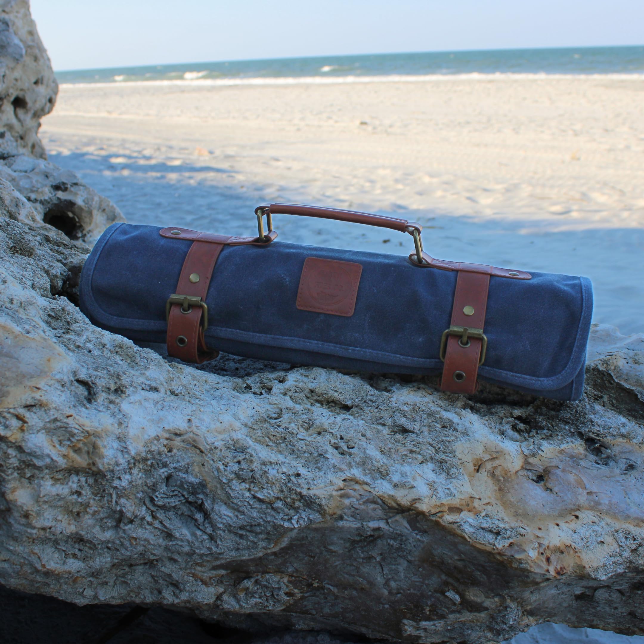 Earth & Fiber Co. Gewachstes Canvas-Stricknadeletui (bis zu 40,6 cm) – Stricktasche – Stricknadel-Organizer – Aufbewahrung von Stricknadeln – Rundstricknadeletui (grün)