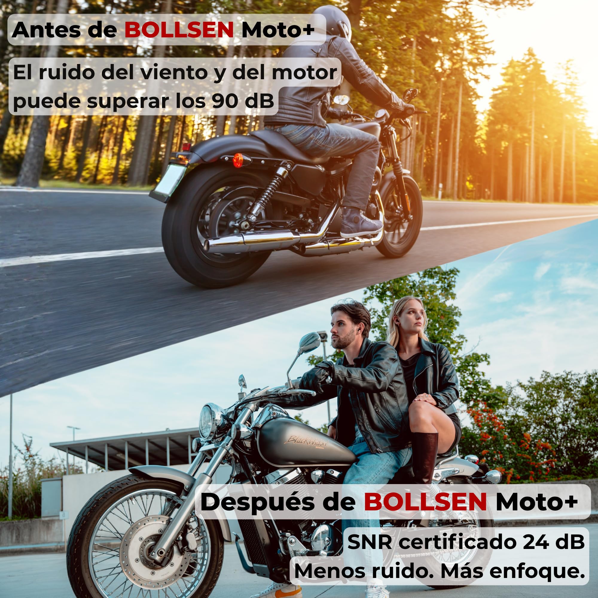 BOLLSEN Tapones para Moto – Tapones Reutilizables para Motoristas – Reducción del Ruido del Viento con 24 dB SNR – Se Ajustan Bajo el Casco – Lavables, Duraderos y Cómodos para el Uso Diario (3)