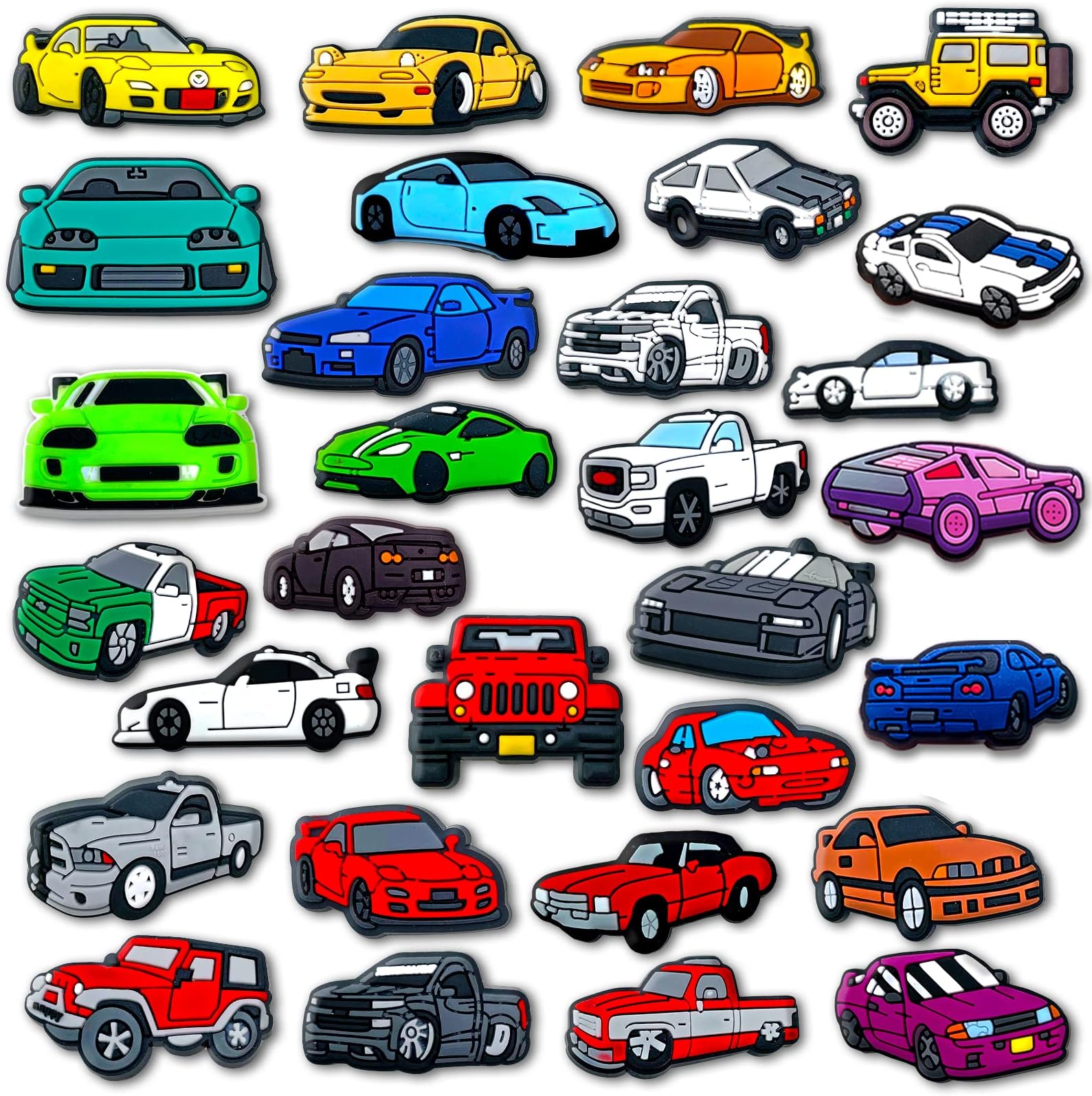 Fohiahfce30PCS Car Charms Fits for Clog Sandals Shoes Decoration, Race Car Accessories Charms for Adult Men Boys Party Favor Gifts