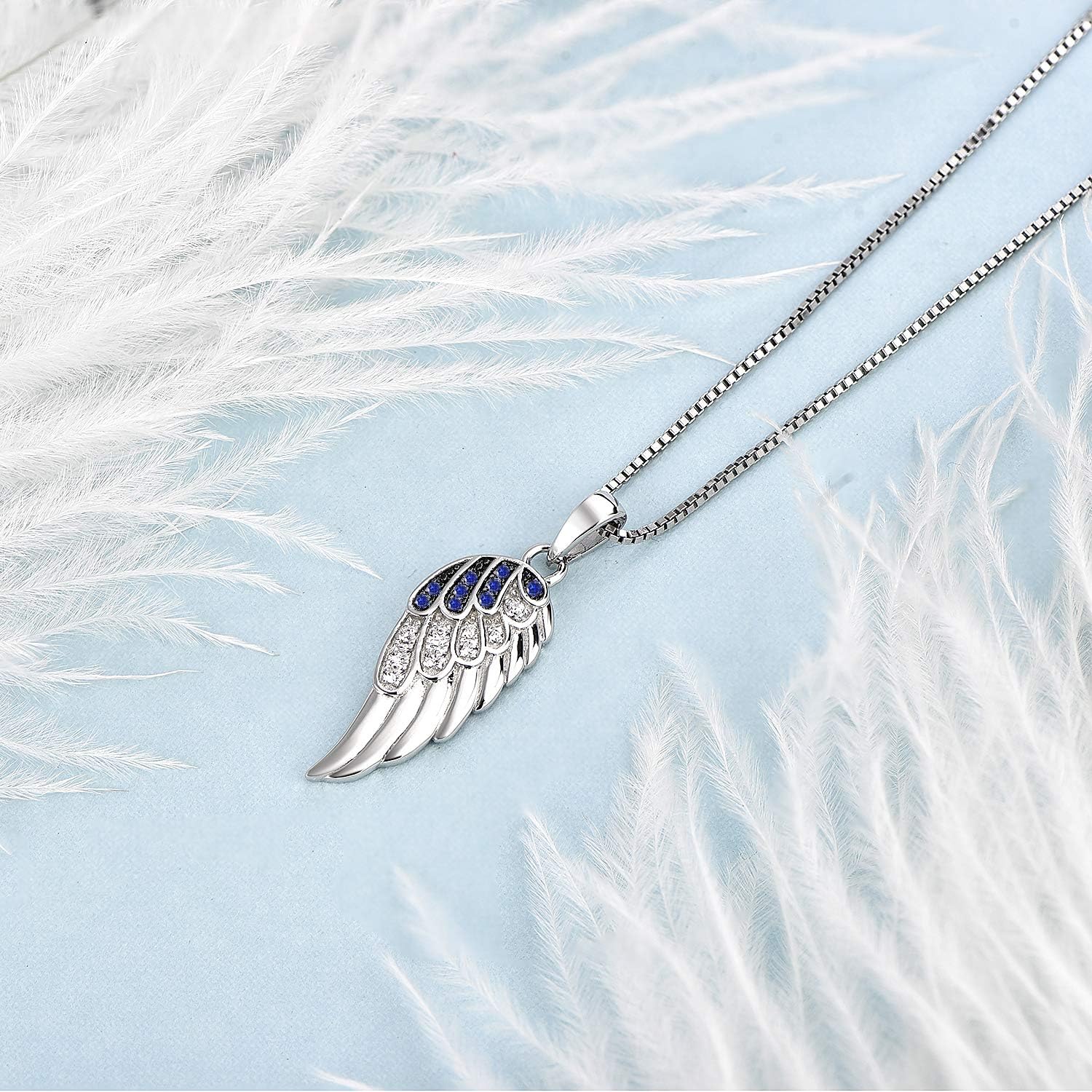 STARCHENIE 925 Sterling Silver Angel Wing Pendant Necklace for Women Cubic Zirconia 18" Chain - Image 4