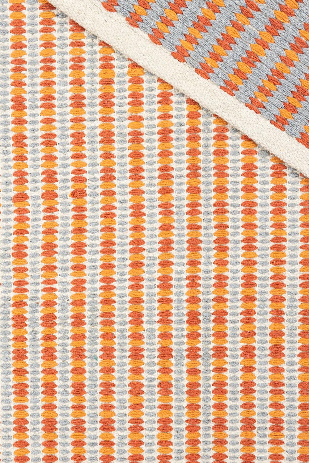 Tranquillo Baumwollteppich Teppich Stripes orange Läufer handgefertigt 100% Baumwolle, Wohnzimmer Schlafzimmer Kinderzimmer Flur, 90 x 60 cm