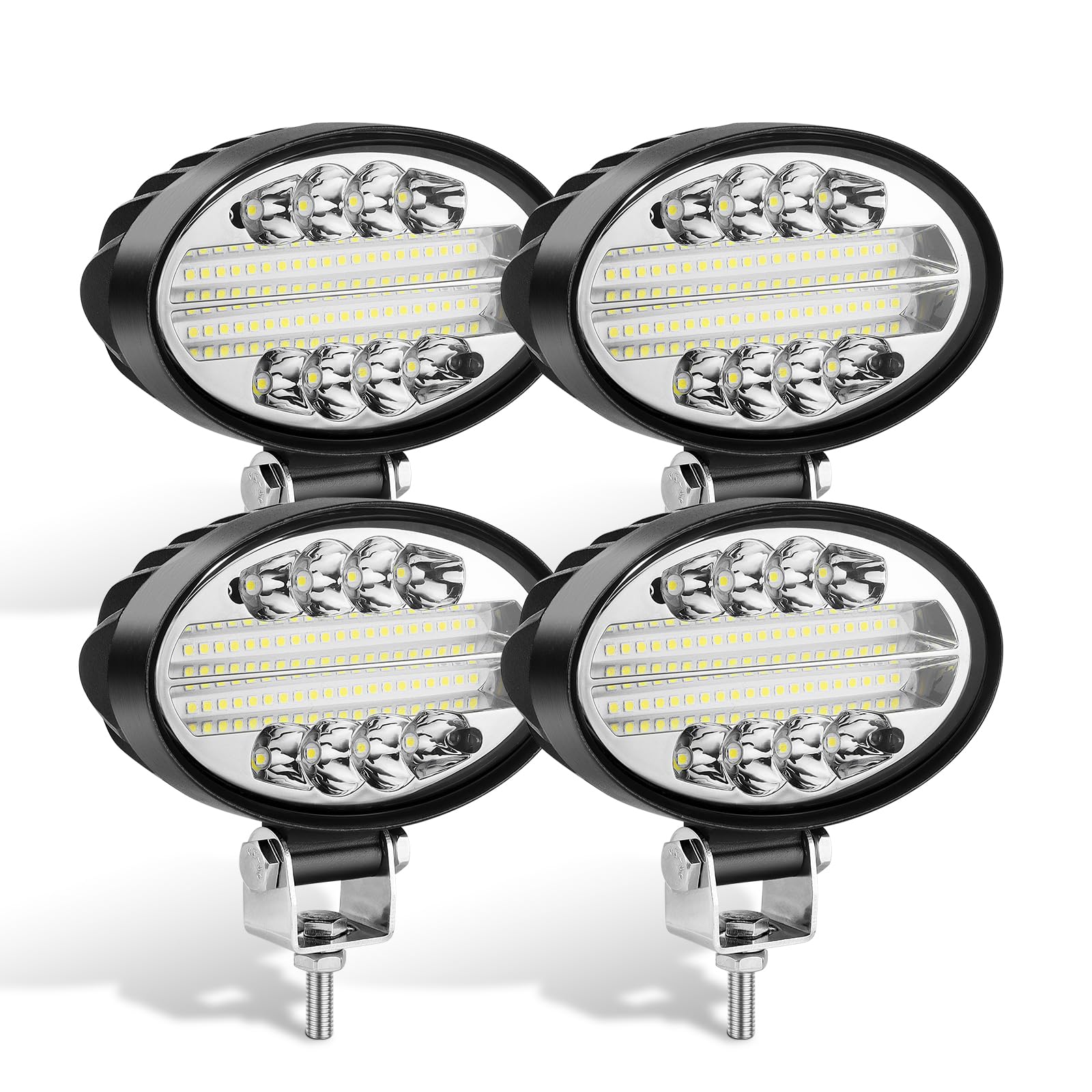 SKYWORLD 4 Pcs Ovale Faro da Lavoro Led, 5.5 Pollici 14 cm 20W | Spot Flood Luci di Lavoro 12V 24V, Fari di Profondità per Auto Off Road Fuoristrada Trattore Escavatore Camion SUV ATV 4x4