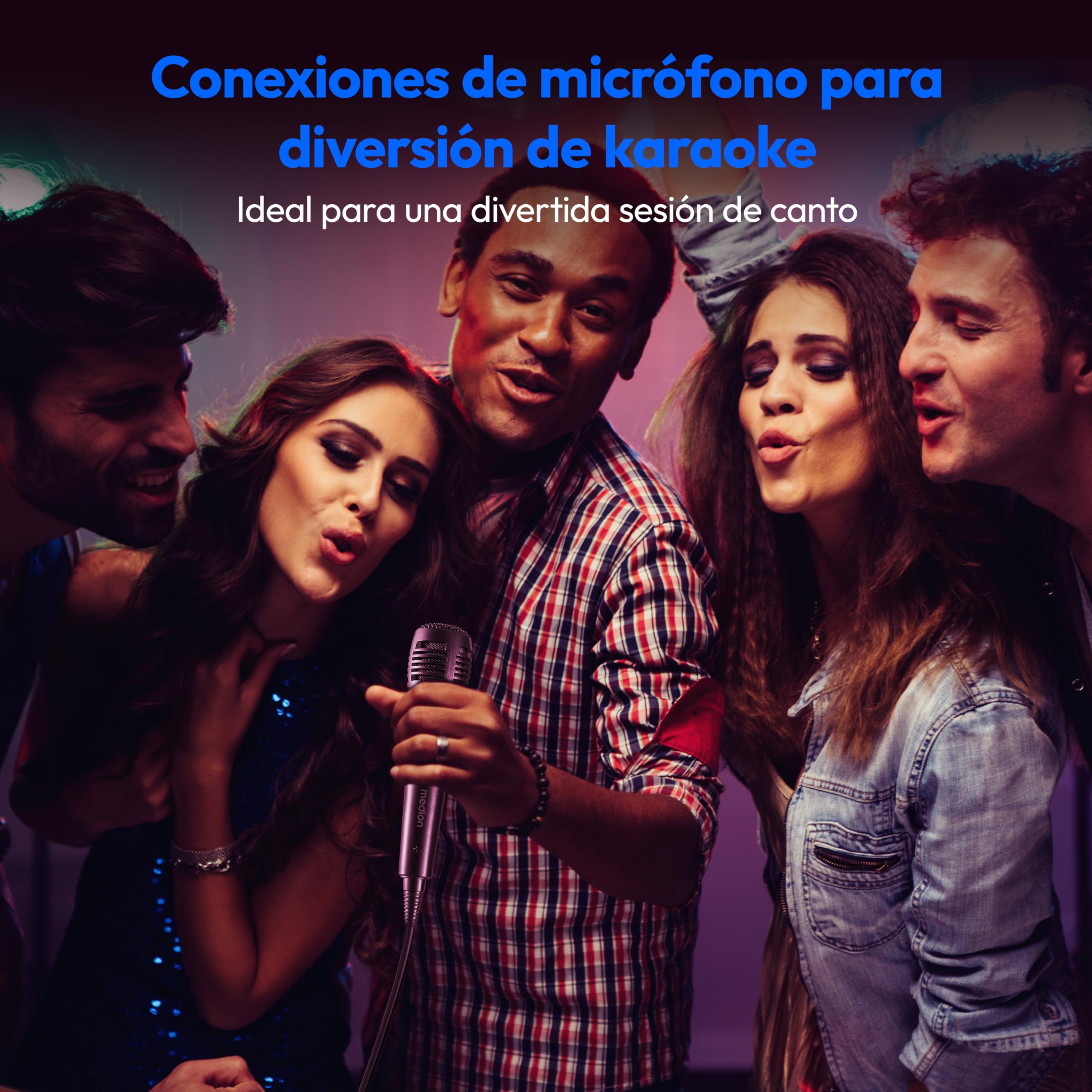 MEDION PE-1 Pure Partybox (batería, con micrófono, Altavoz Bluetooth portátil Grande, Efectos de luz, Karaoke, 2 entradas de micrófono, AUX, USB, Radio, MD400000)