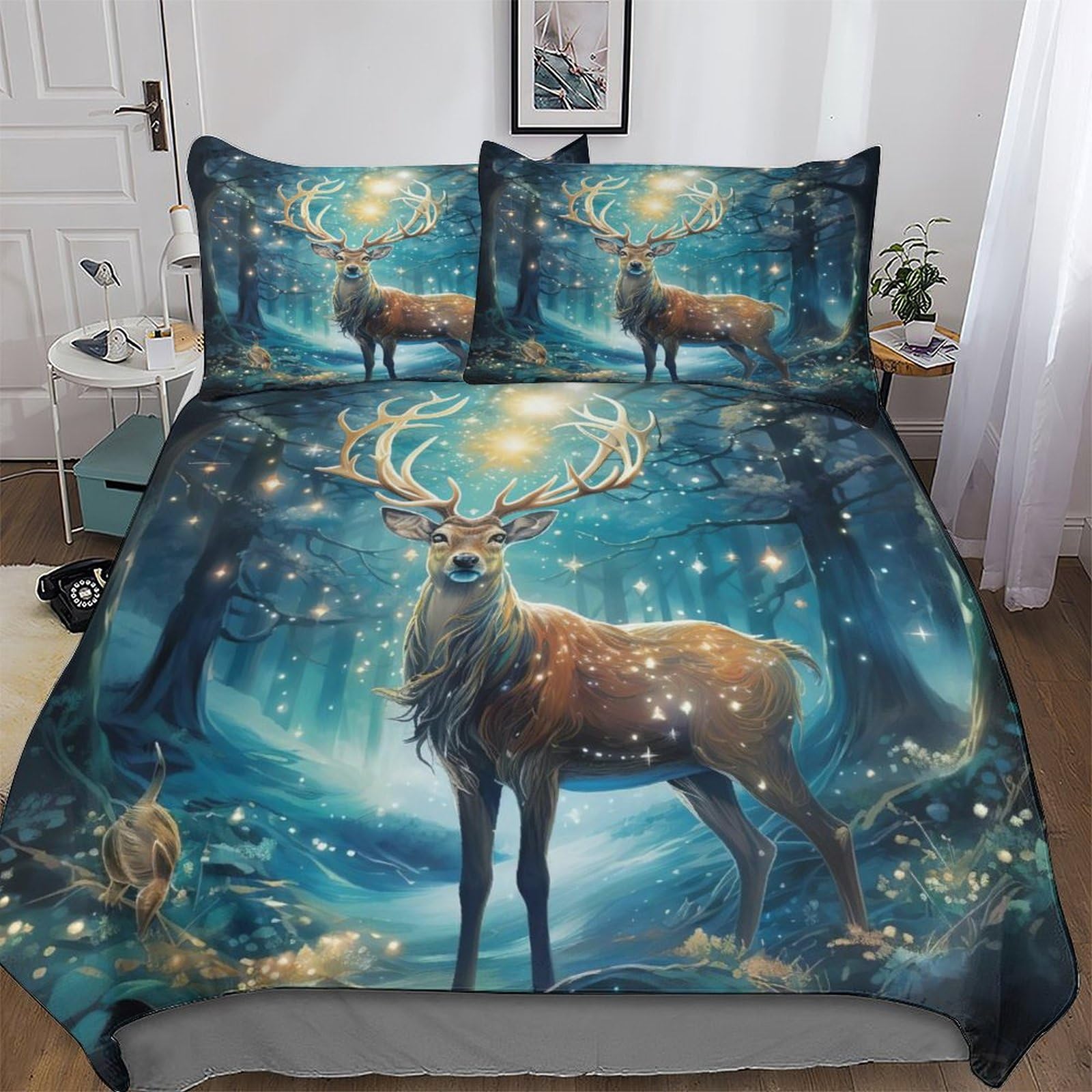 Housse de couette cerf en polycoton premium et finitions zip invisible 200x200cm