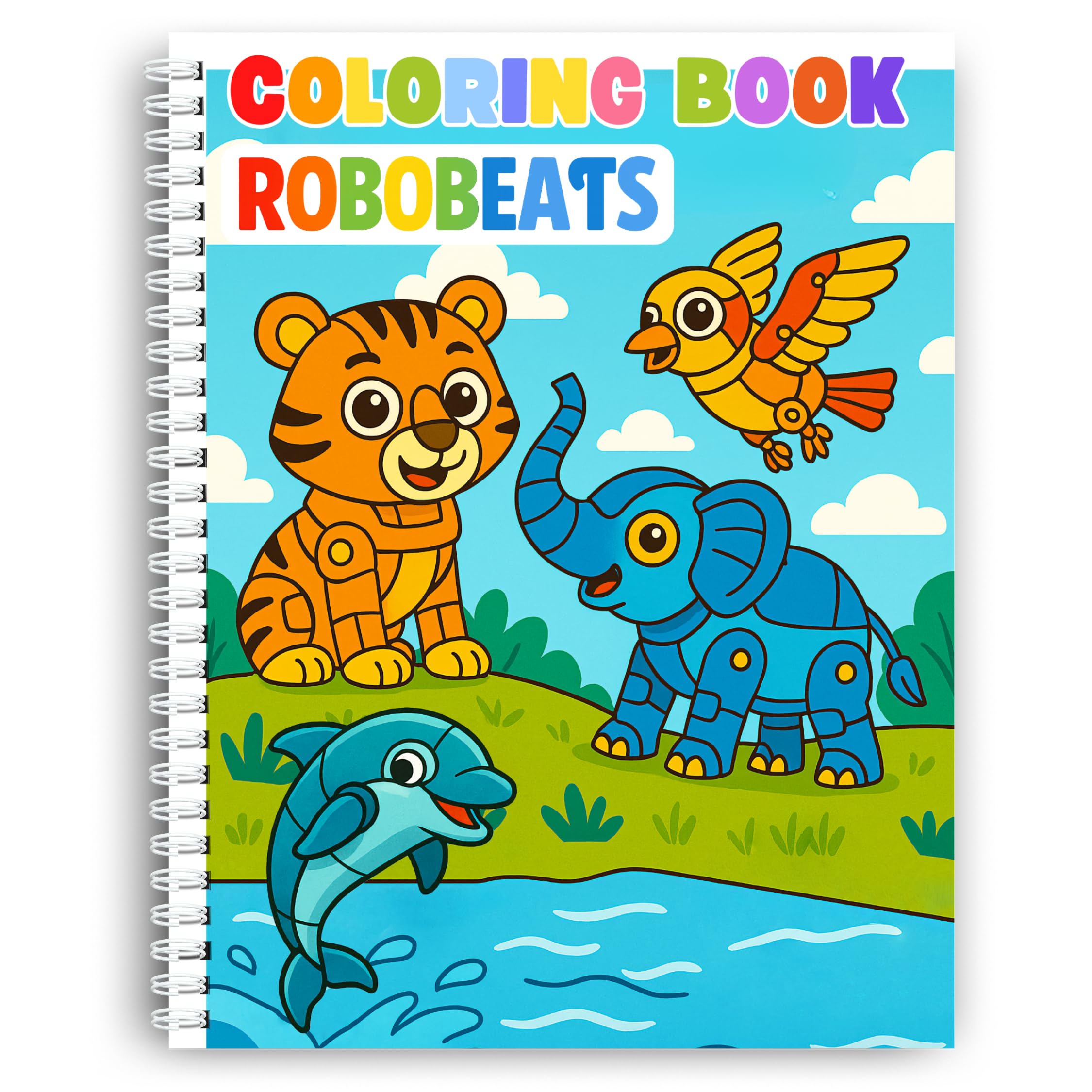 Robobeasts kolorowanki dla dzieci w wieku od 3 lat i powyżej 44 lat Zabawne i atrakcyjne ilustracje przyjaznych stworzeń robo Idealne dla chłopców i dziewcząt. Oprawa spiralna, papier