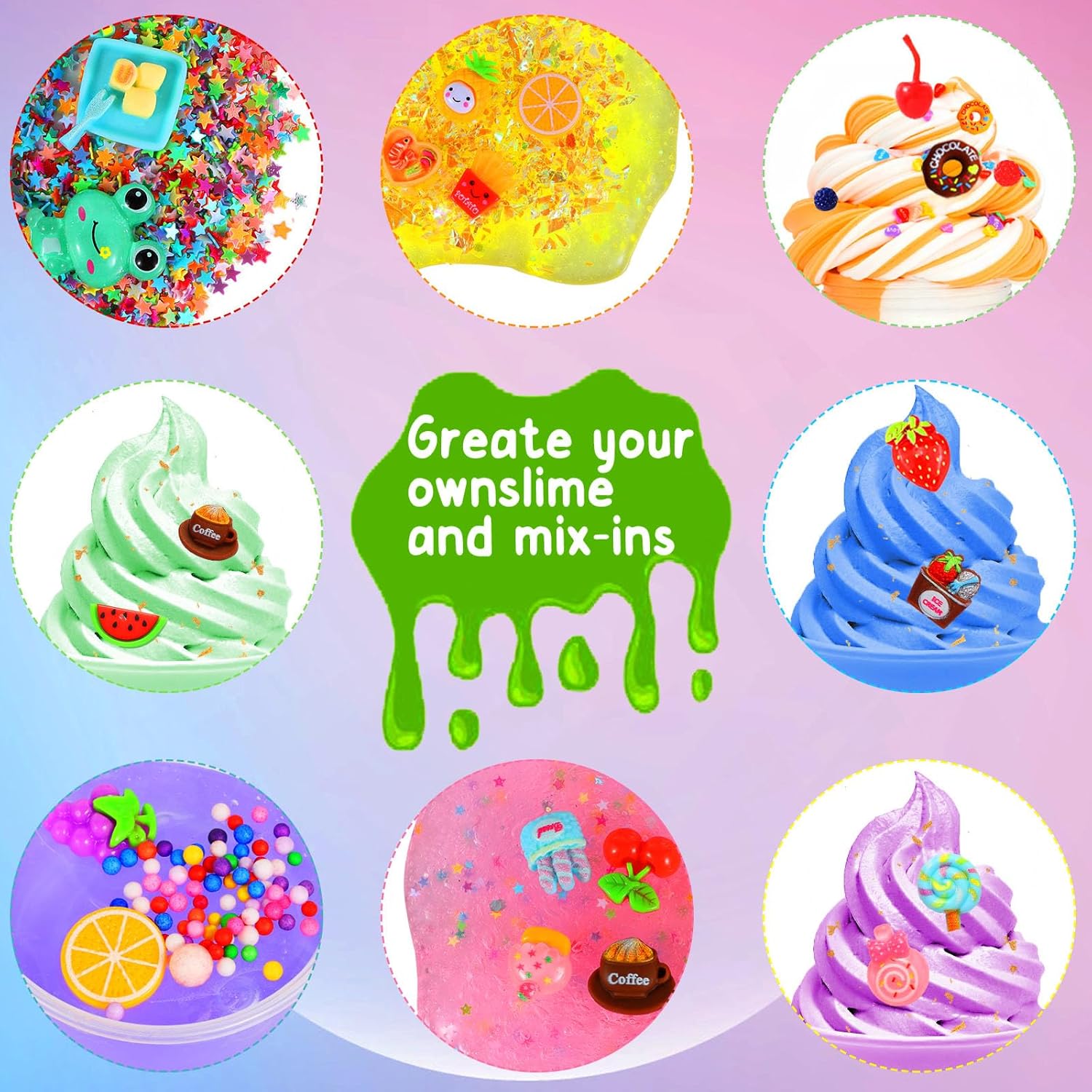 CityActs Slime Accessories Kit for Kids – Slime Mix-Ins Craft Supplies (Charms, Glitter, Foam Balls, Sequins) – DIY Craft Supplies, No Glue Included