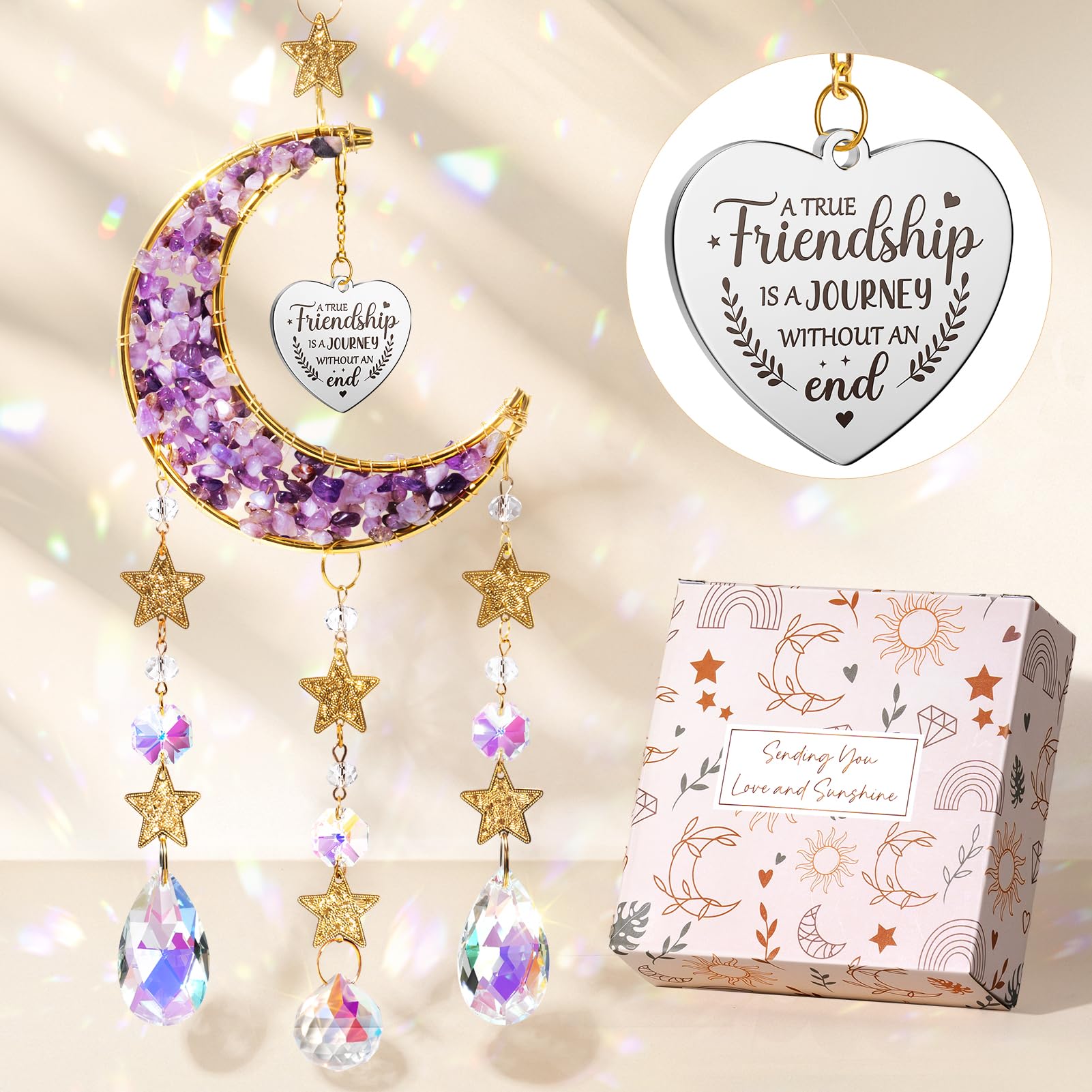 Best Friend Birthday Gifts for Women Unique, Valentines Friend Gifts for Female, Long Distance Friendship Gift for Women BFF Bestie Sister Gift, Moon