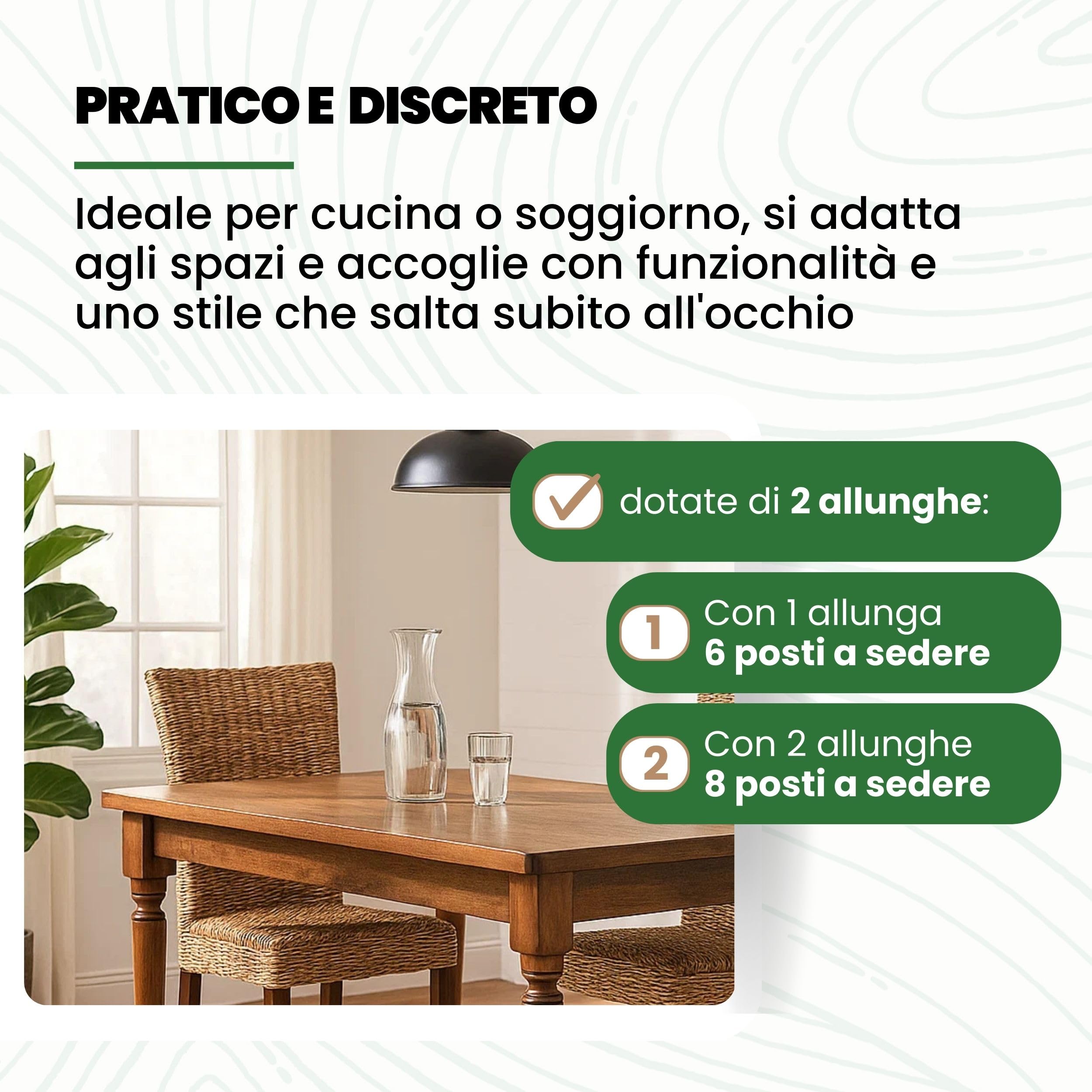 Mar.c.a. Design - Tavolo Rettangolare Allungabile fino a 230 cm., con gambe Tornite, Legno Massello, Noce scuro, Arte Povera, con 2 Allunghe da 35 cm. - Mis. 160X85X80 cm.