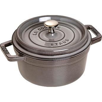 Staub 1102285 Casserole Dish Round with Lid 22 cm 2.6 L Matt Black Enamel Inside Pot 20 cm