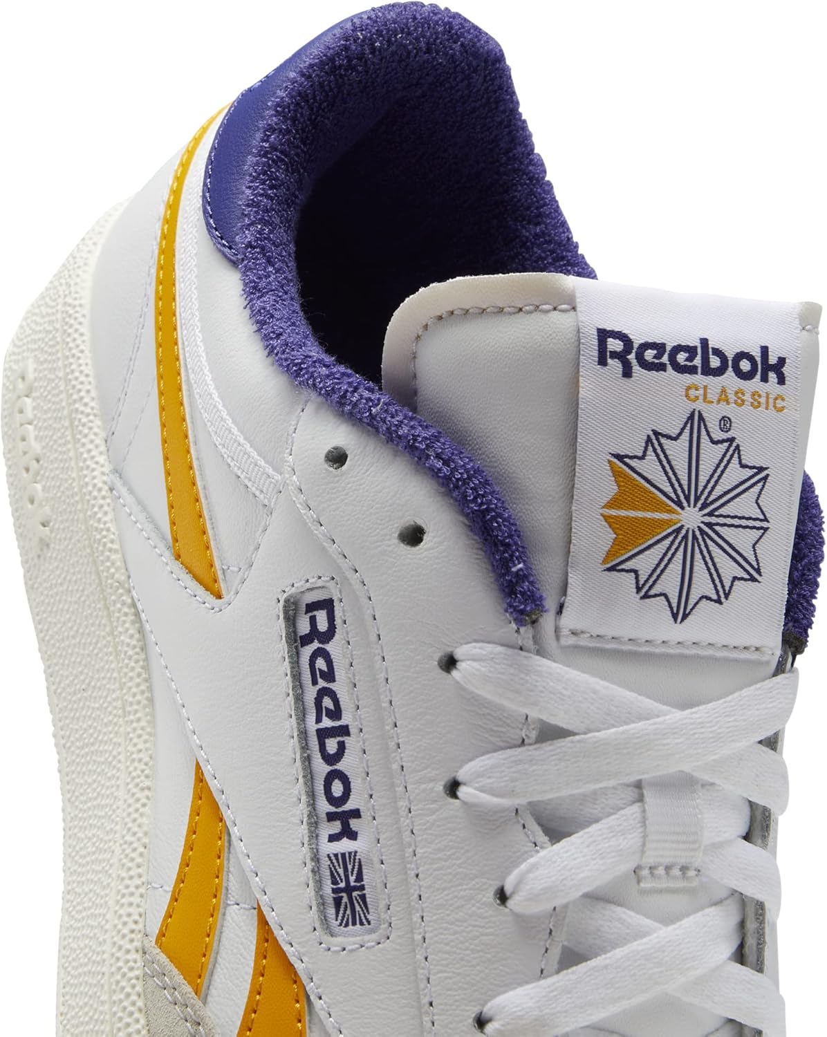 Reebok Men's Club C Revenge Sneaker, White/Collegiate Gold/Bold Purple, 4.5 Medium US - Image 5