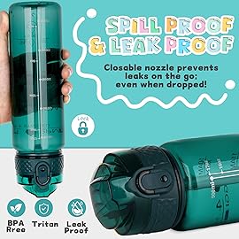 OLDLEY 17oz Kids Water Bottle for school Girls Boys, Motivational Water Bottles With Silicone Straw, Leak-Proof Tritan BPA-Free, Reusable water bottles for kids, Trout Green