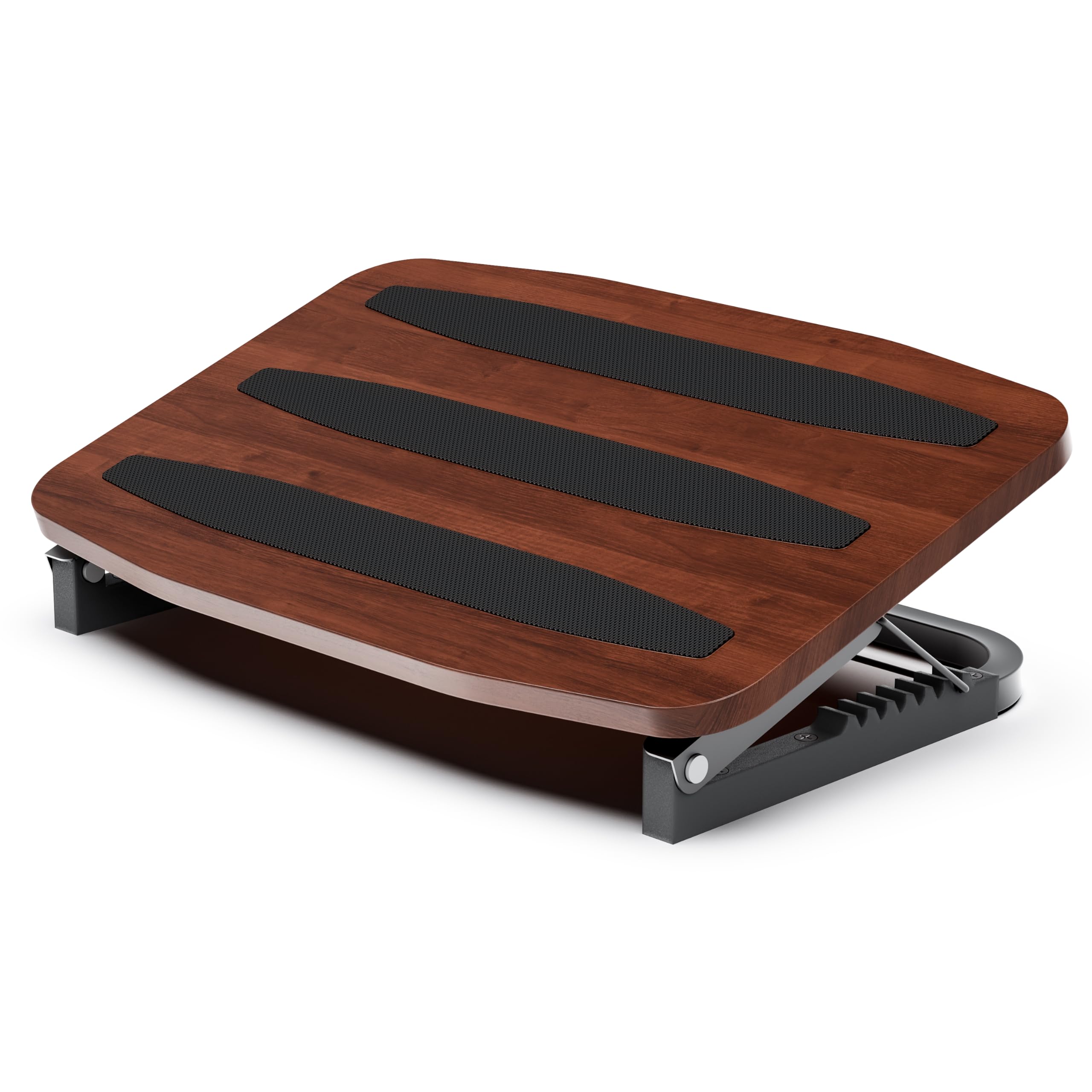 Adjustable Under Desk Foot Stool - Ergonomic Foot Rest with 7 Angles - Walnut