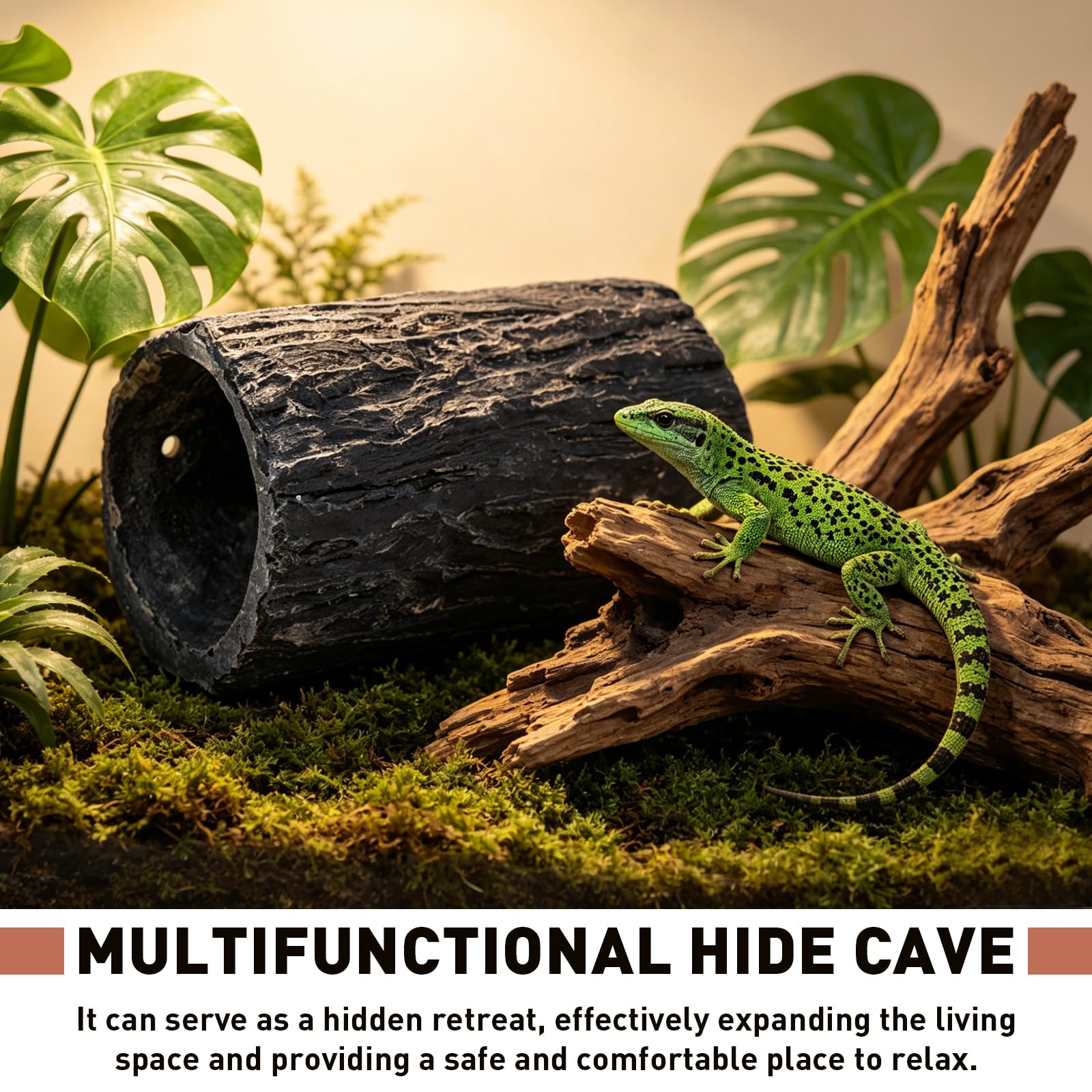 Textura de corteza de cueva para reptiles, decoración de corteza de cemento, casa de escondite de reptiles para lagarto, gecko, escorpión, araña, decoración de hábitat de terrario, accesorios de