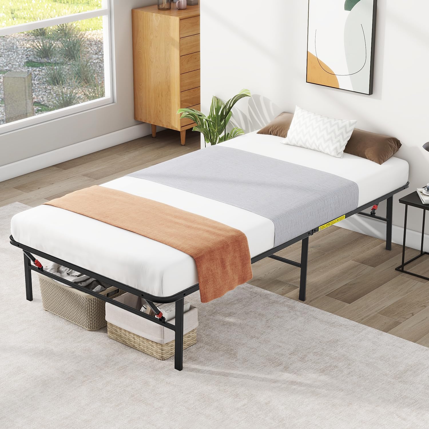 Snapklik.com : IULULU Folding Bed Frame Twin Size- Noise-Free Durable ...