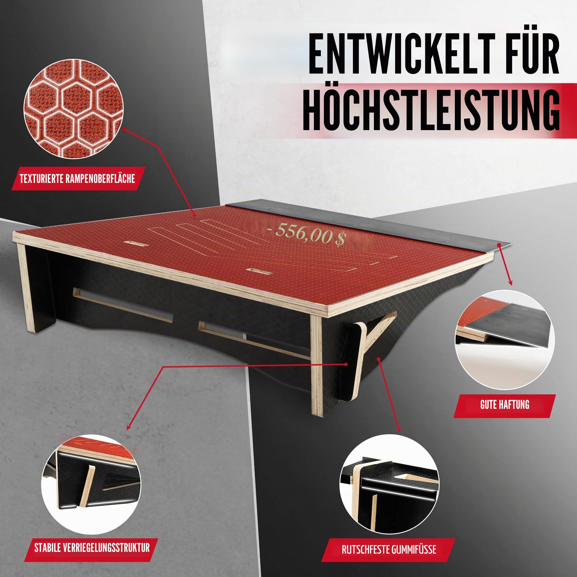 Yes4All Einteilige Skateboard-Rampe, Fahrrad-Rampe, Skate-Rampe - Design für Anfänger, langlebiger, Kapazität 100 kg