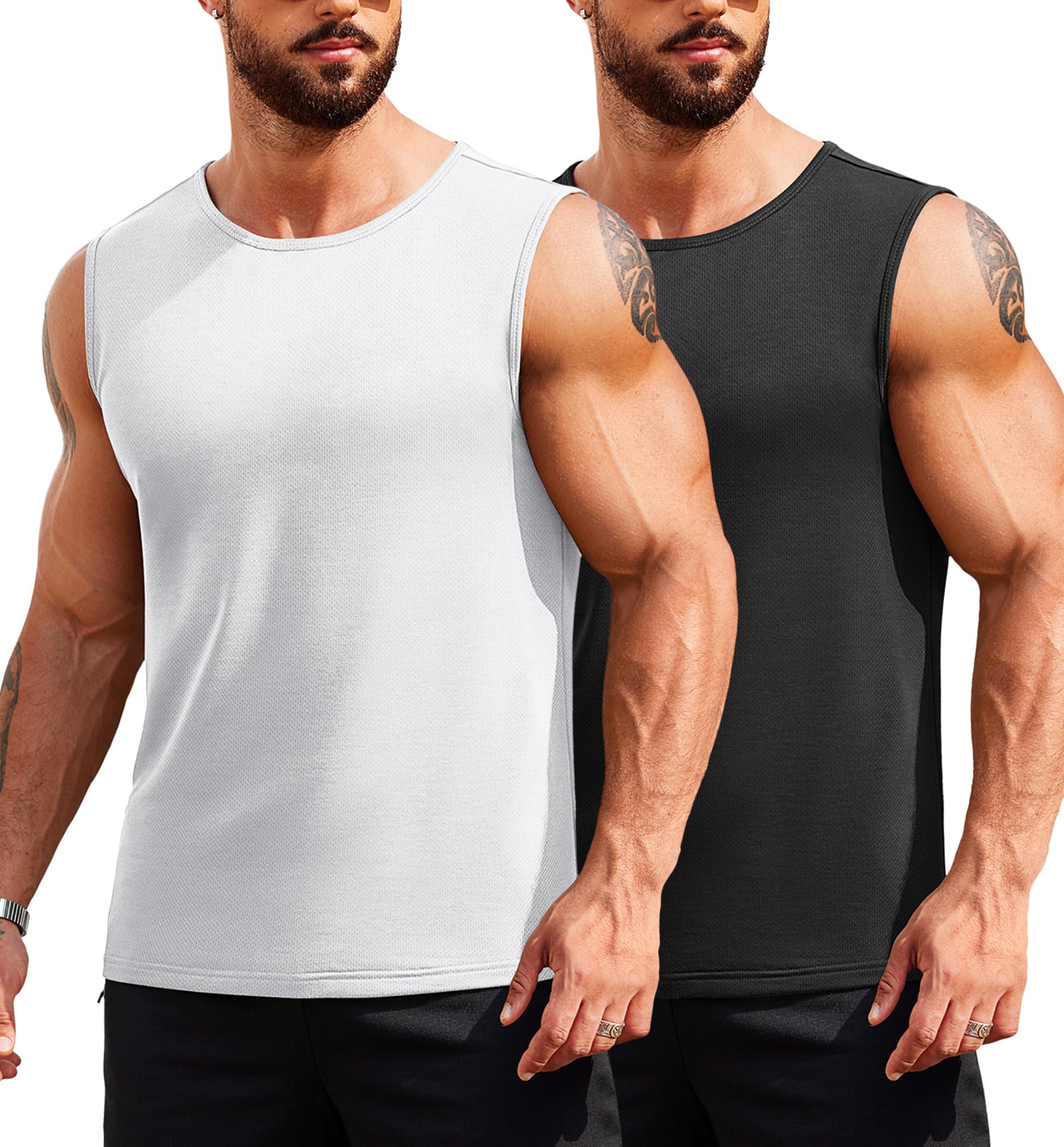 COOFANDY Tank Top Herren Muskelshirts Gym Sport Achselshirts Fitness Ärmelloses Shirt Atmungsaktiv Tanktop 2er Pack