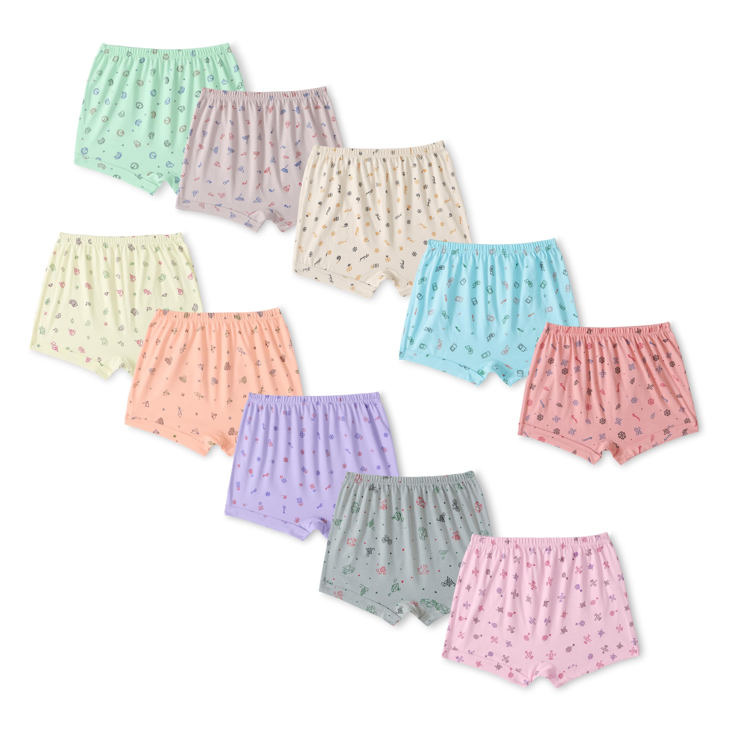 ESSA Lovely Unisex Boy's/Girl's Drawer Trunk | 10 PCS Printed Underwear | 100% Cotton Fabric for Comfort | Machine Washable | Ideal Gender-Neutral Design