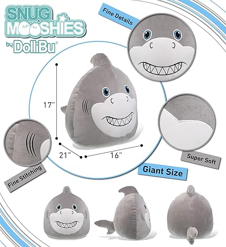 Miniatura 3 de DolliBu Snug Mooshies - Juguete de peluche de tiburón  Juguete grande de peluche de la vida oceánica súper esponjoso, animales de peluche grandes