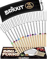 Vista 1 de BRIOUT - Varillas extensibles de acero inoxidable para asar malvaviscos - Palos para s'mores para hoguera de 81 cm de largo, pinchos para s'mores