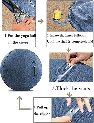 Miniatura 5 de Fundas para sillas de pelota de ejercicio, solo fundas para yoga, pilates, embarazo, equilibrio, asiento de parto, entrenamiento, estabilidad, silla