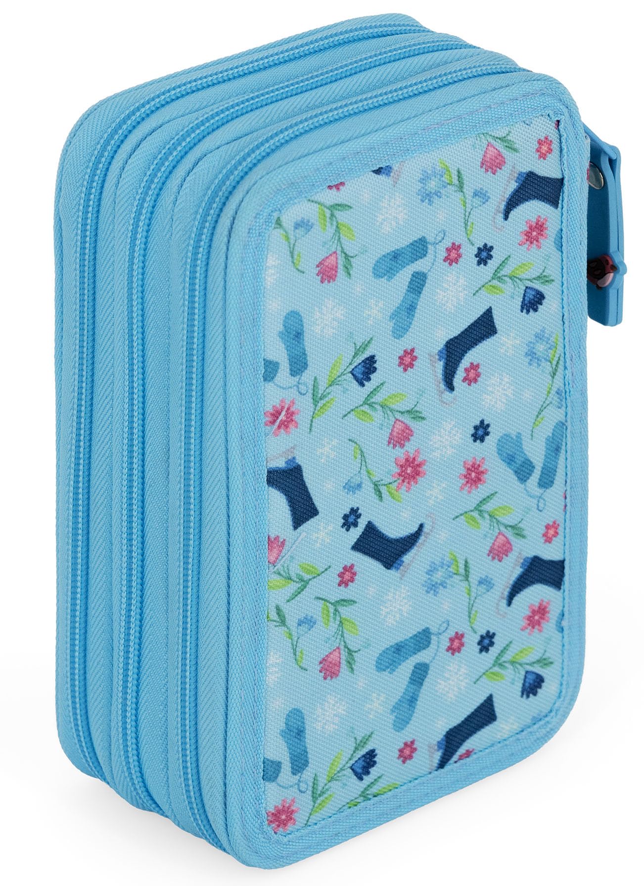 3-Fach Federmäppchen Mädchen Gefüllt für Die Eiskönigin Frozen Fan – Schulmäppchen Set 46 Teile mit Radierbaren Stiften, Filzstiften, Buntstiften – ideal für Schule & als Geschenk 6-12 Jahre