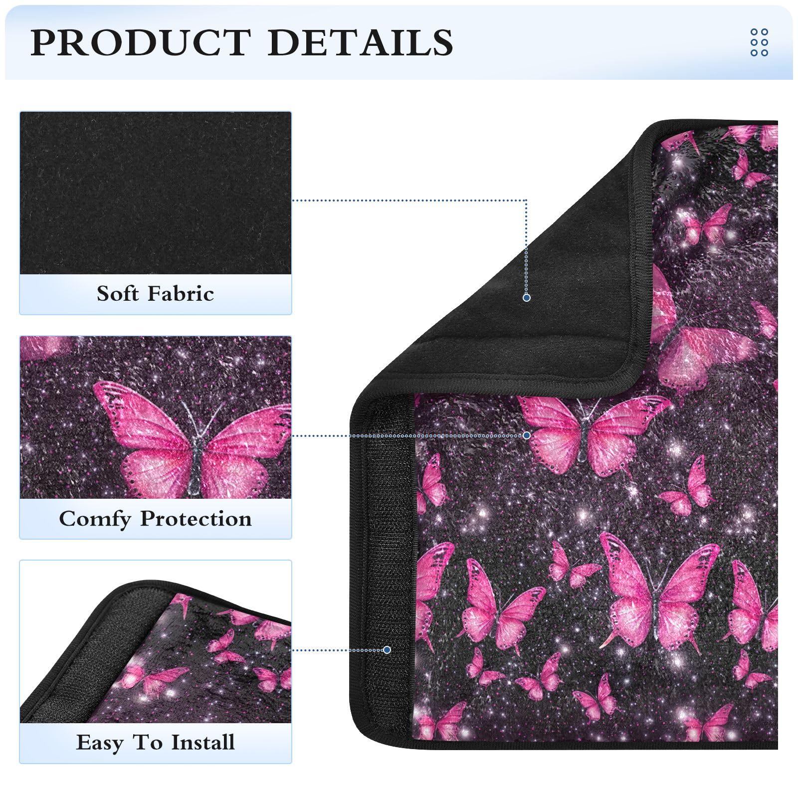 Housses De Ceinture De Sécurité Motif Ruban Rose – Lot De 2, Tailles S Ou M – Coussinets Confort Pour Cou Et épaules – Protection Anti-frottement